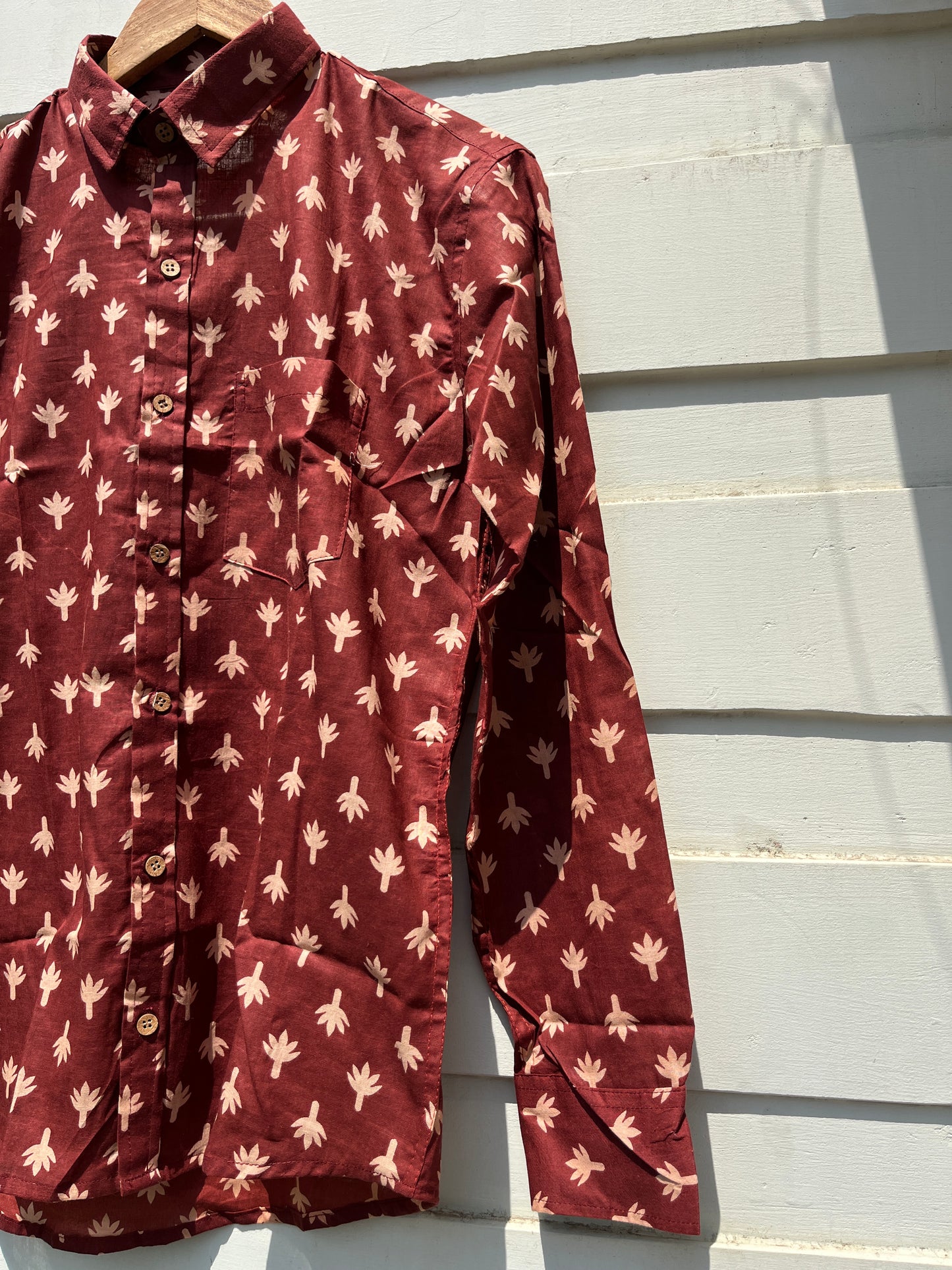 Burnt Umber Sanganeri Printed Shirt