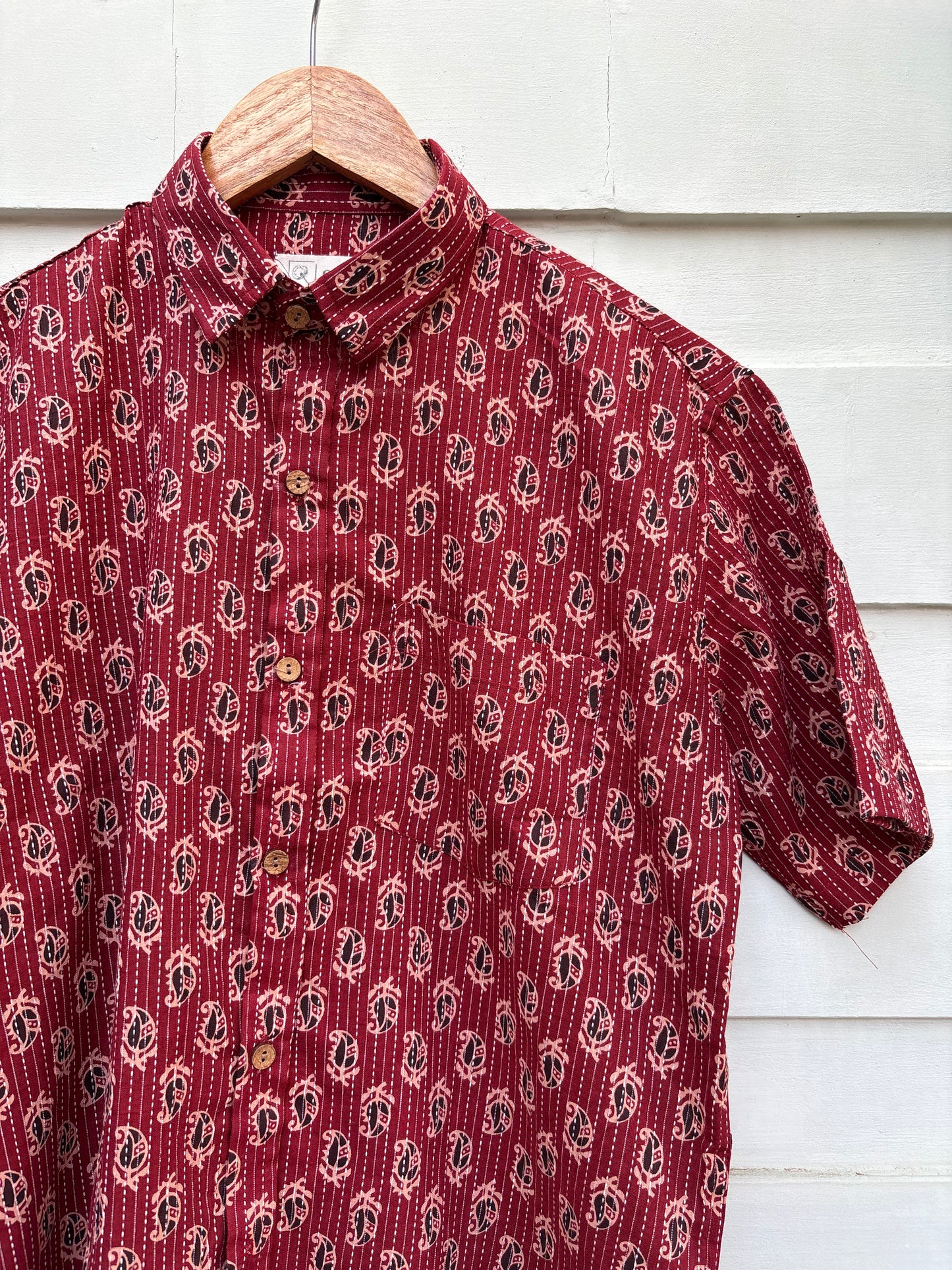 Red Floral Katha Printed Shirt