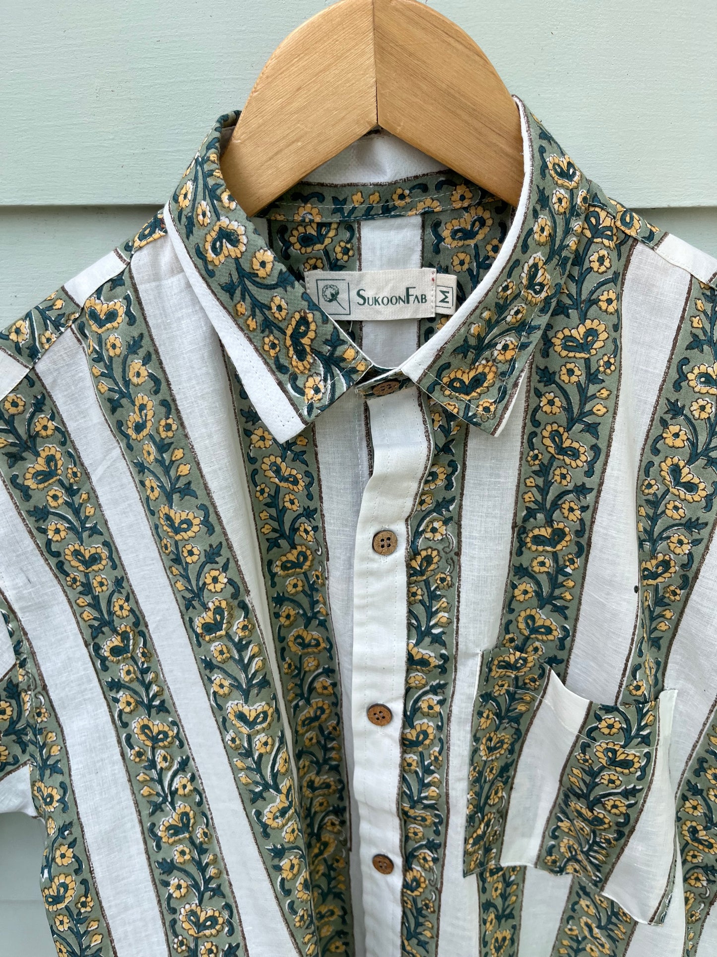 White Stripes Hand Block Printed Cotton Shirt