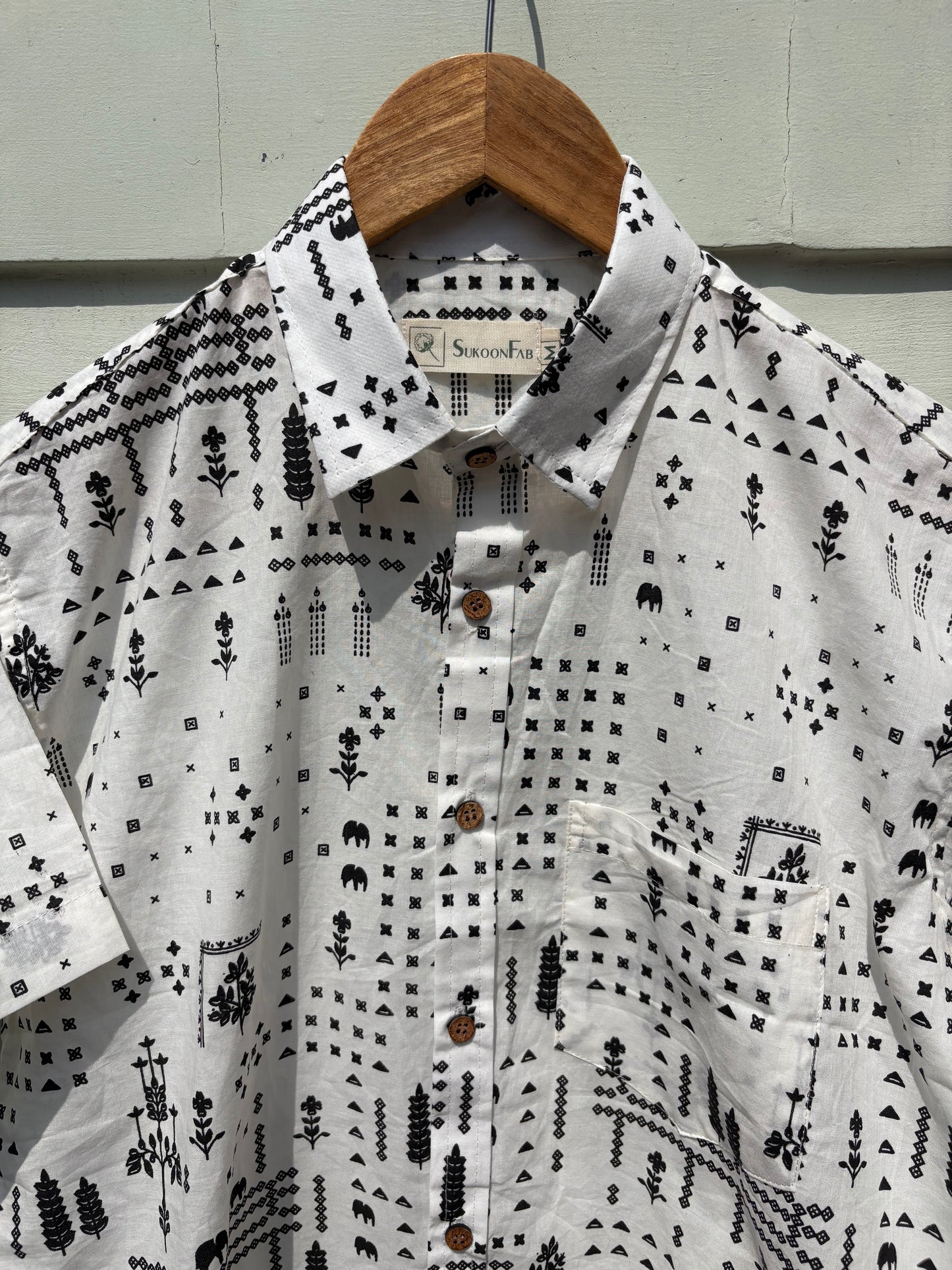 Black & White Sanganeri Printed Shirt