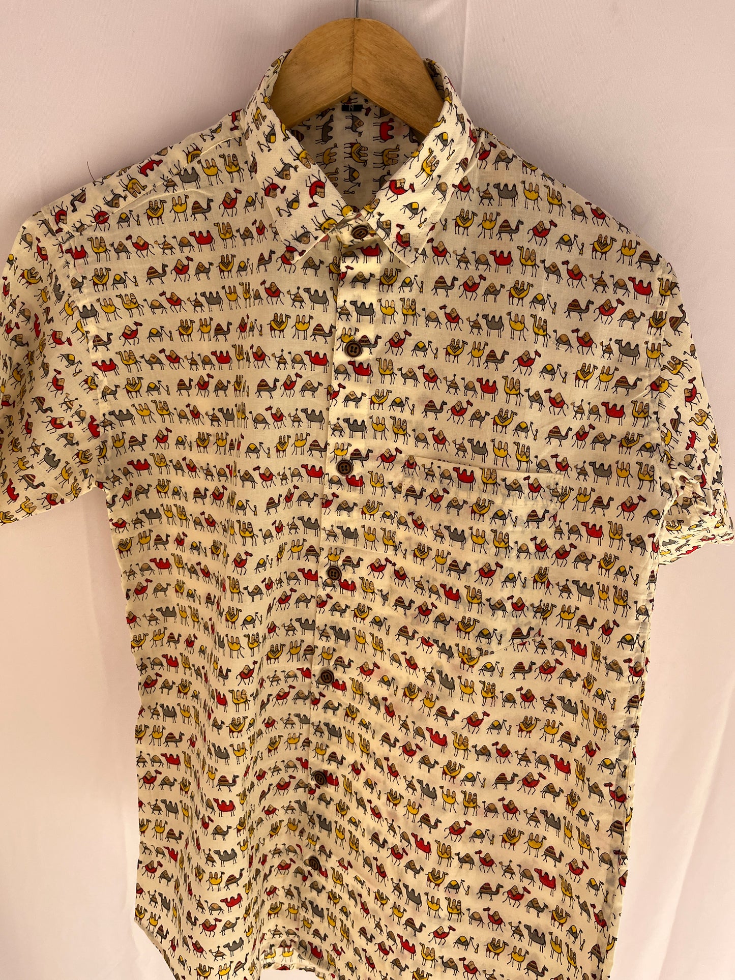 White Camel Printed Cotton Shirt