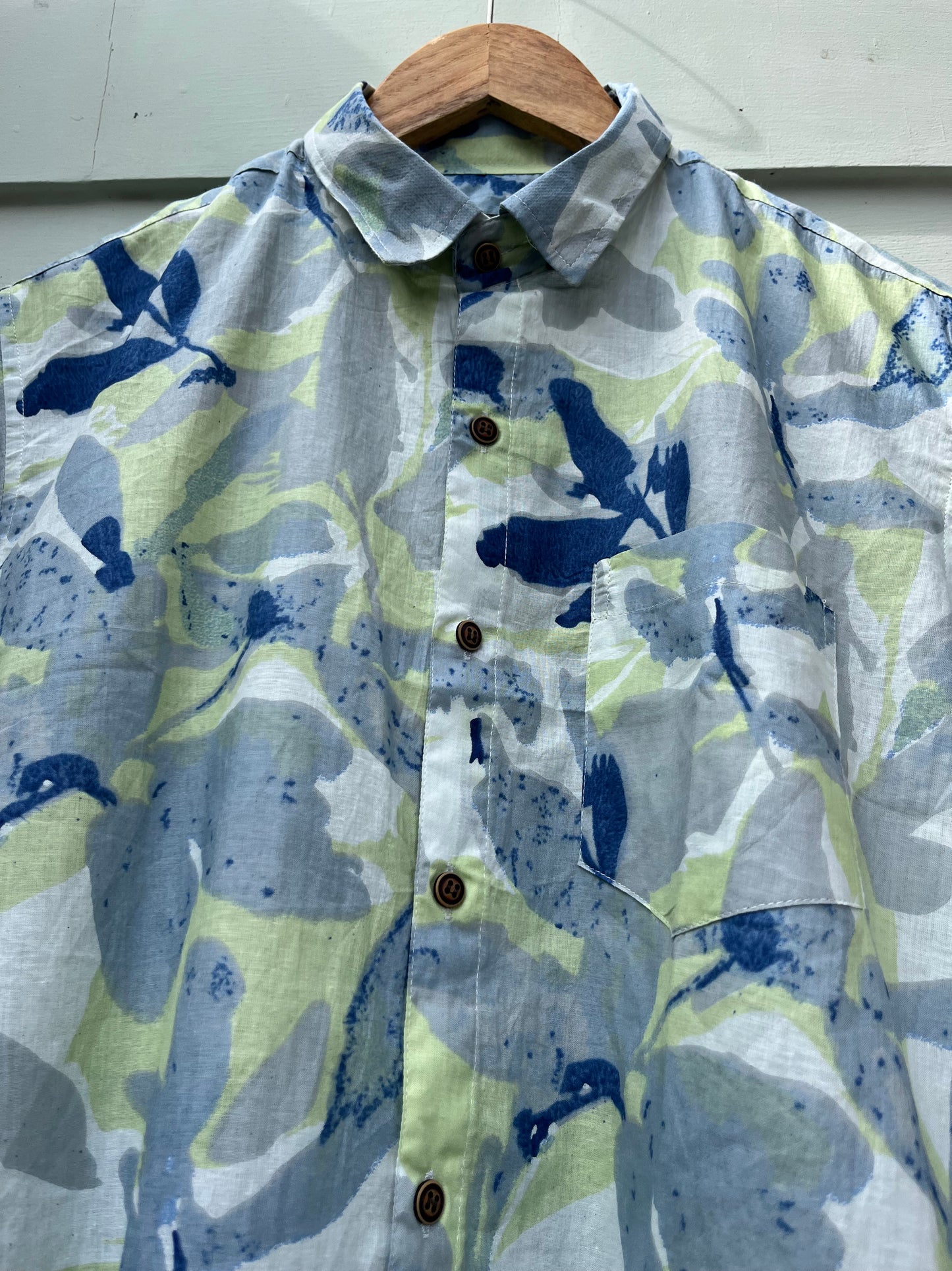 Grey Floral Printed Cotton Shirt