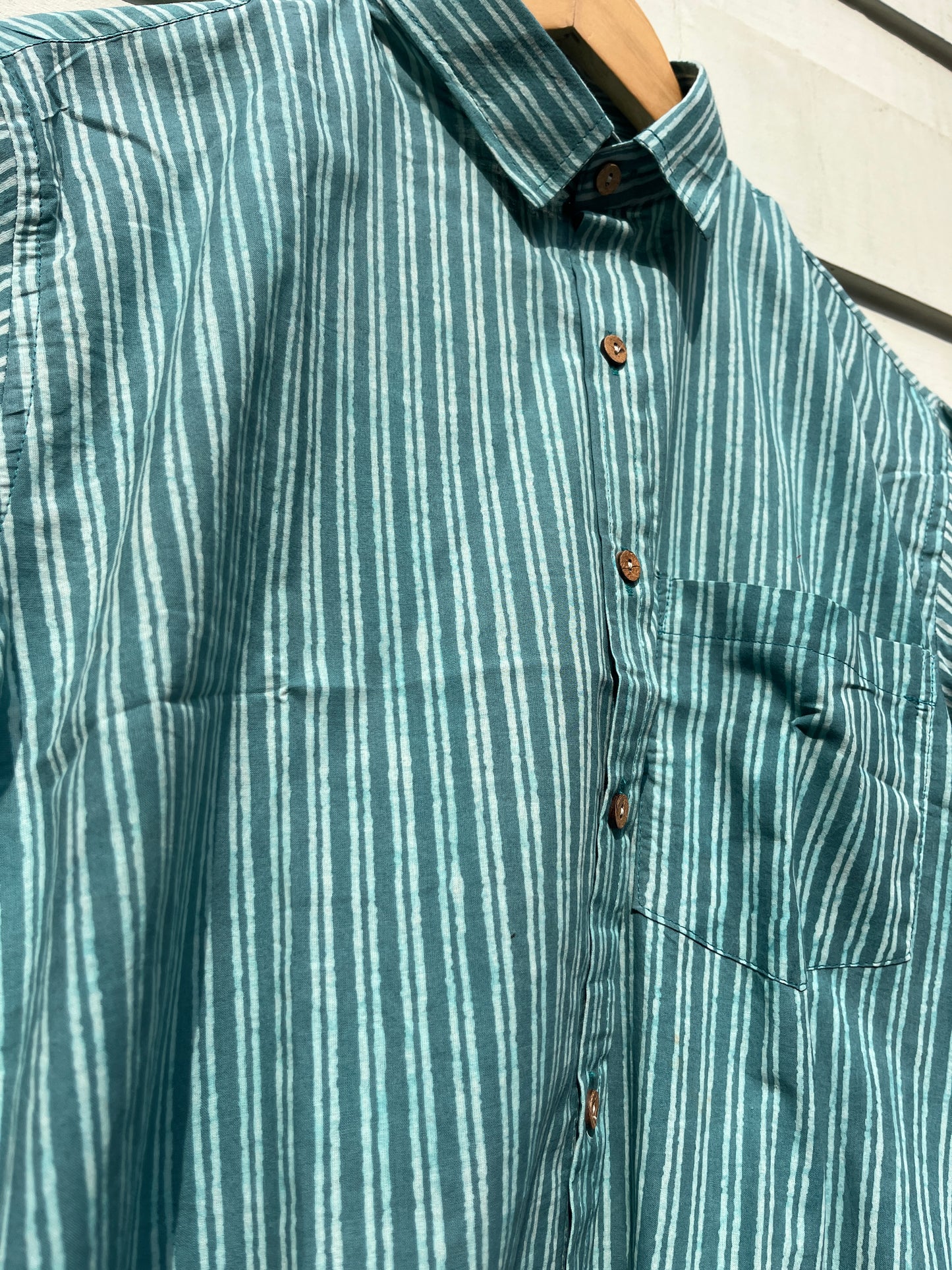 Beetle Green Hand Block Cotton Shirt