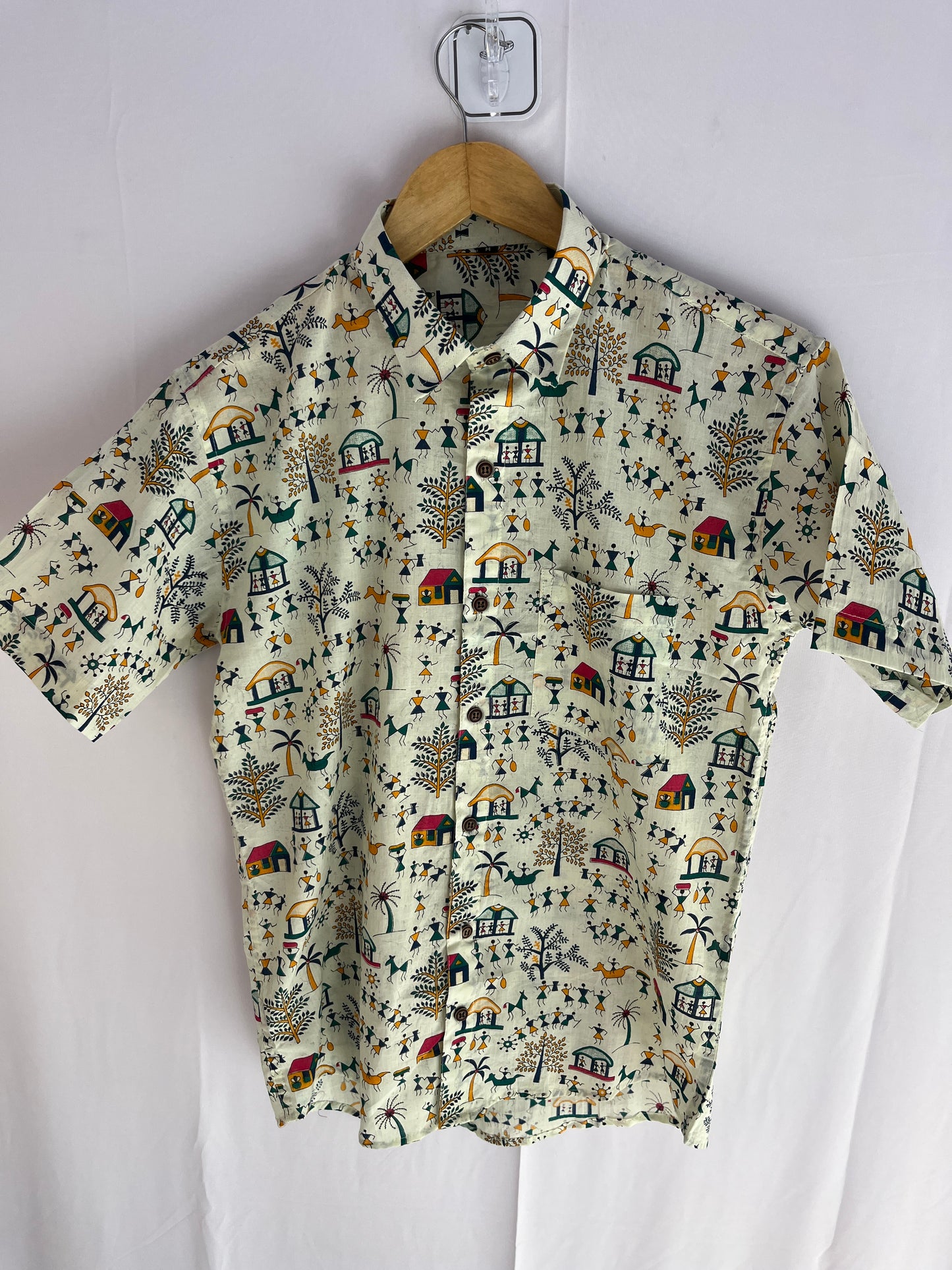 White Warli Printed Cotton Shirt