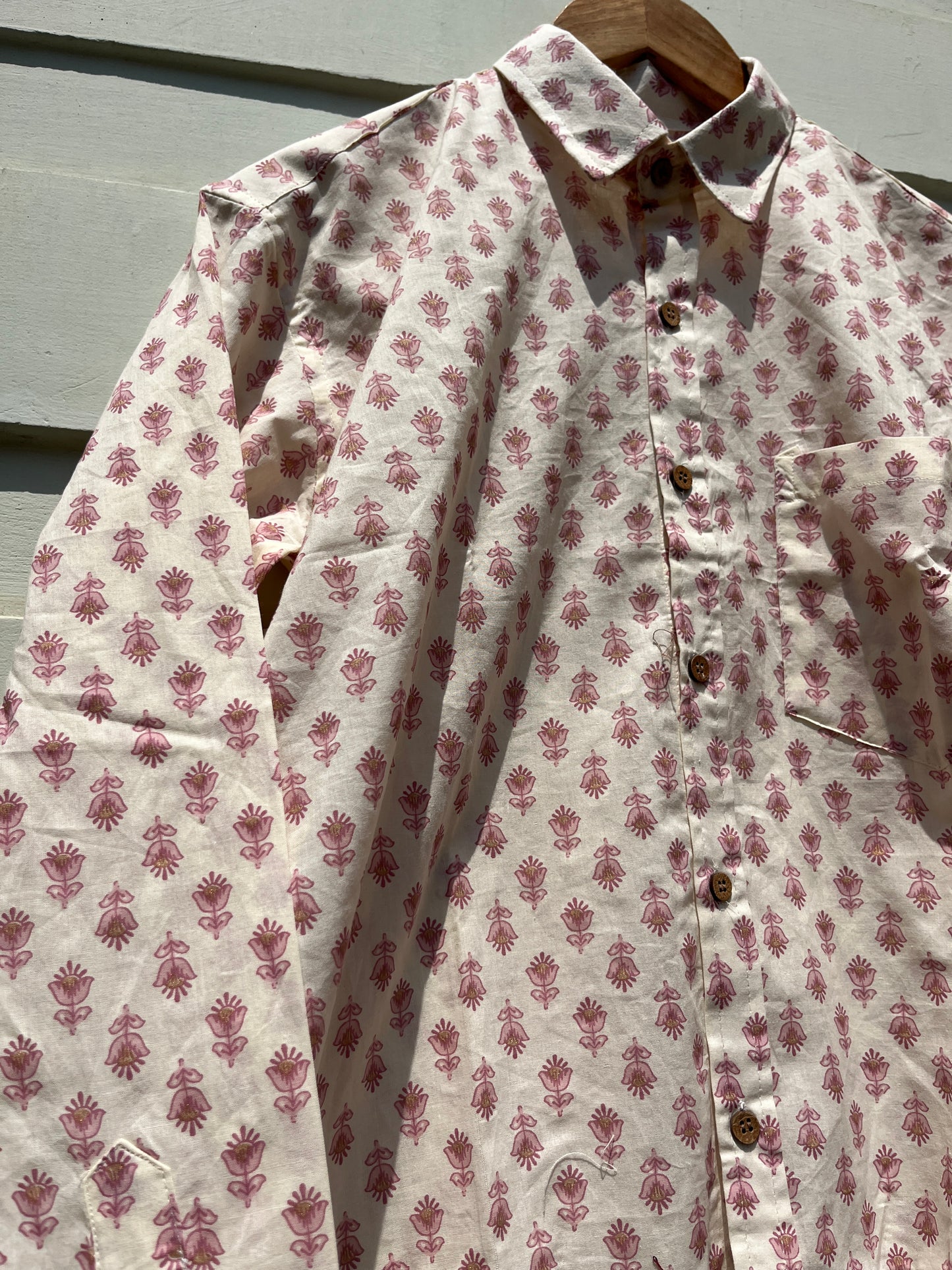 Rosy White Sanganeri Printed Shirt