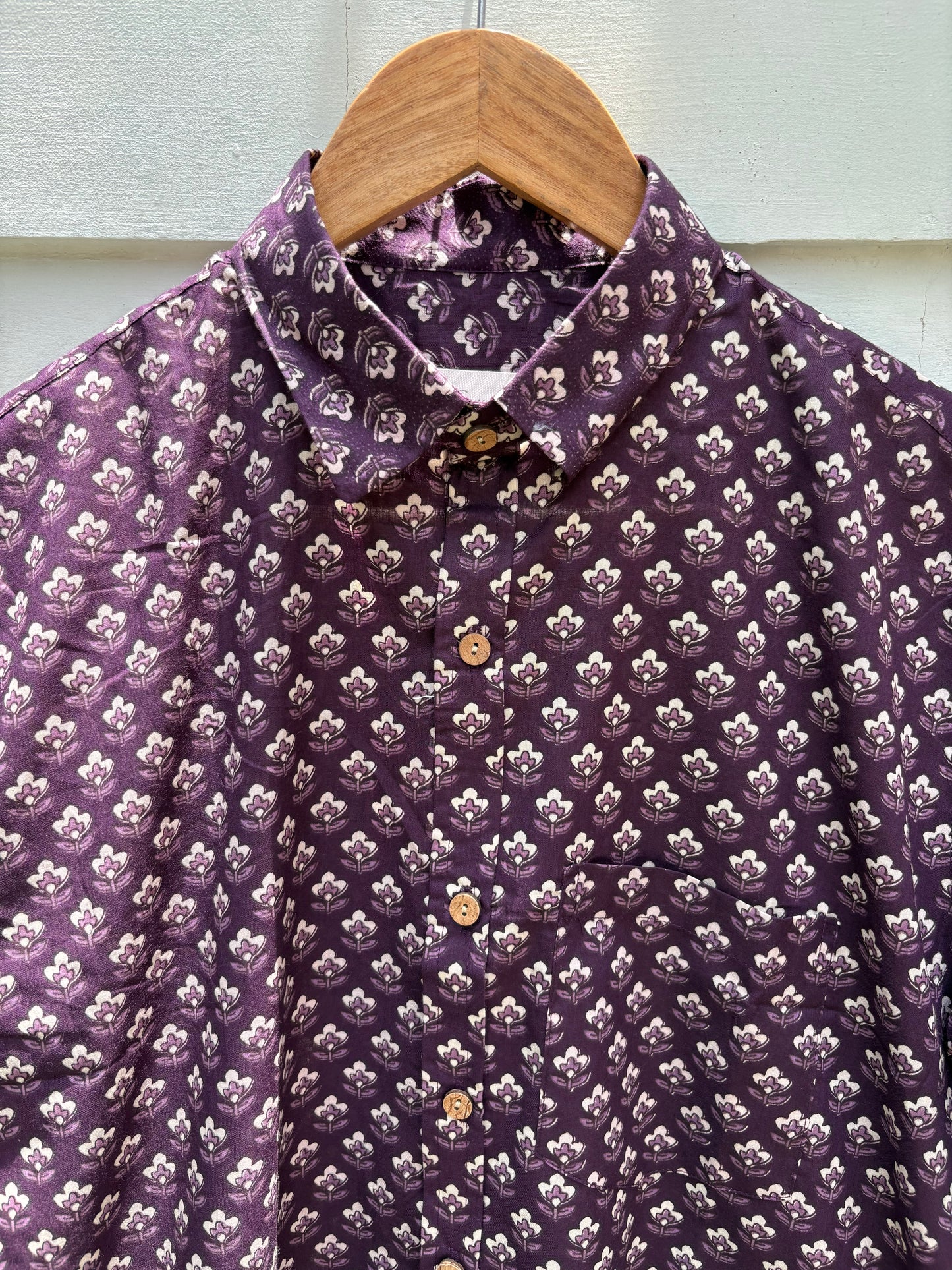 Deep Purple Botanical Cotton Shirt