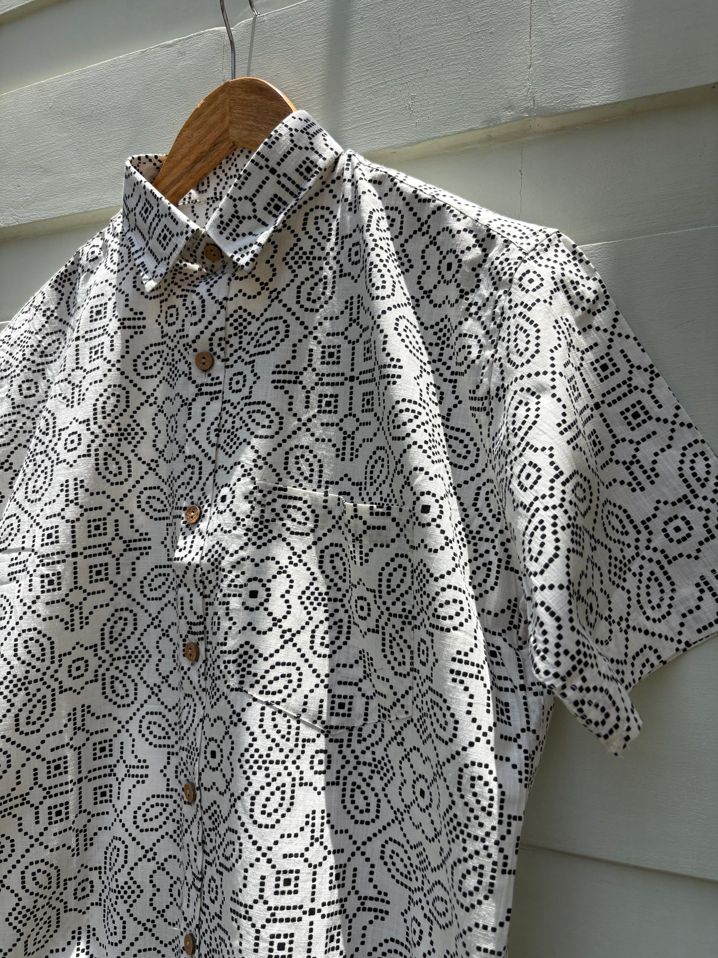 Monochrome Geometric Printed Cotton Shirt