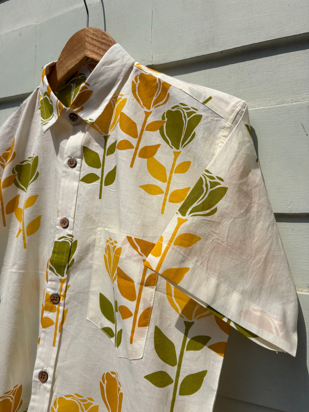 Green & Yellow Sanganeri Print Shirt