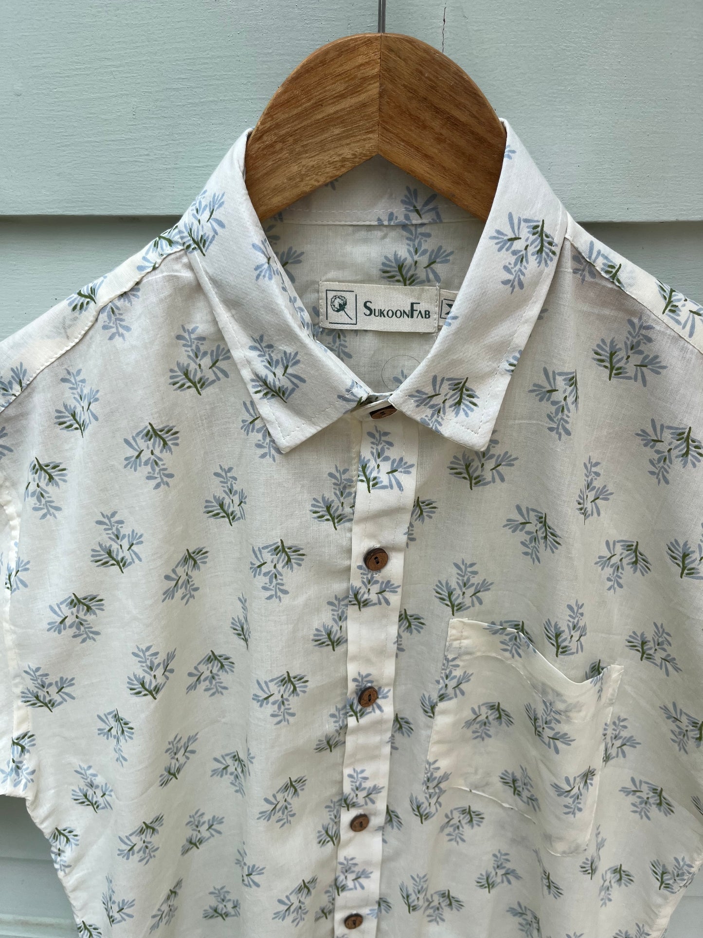 Cloud White Printed Cotton Shirt