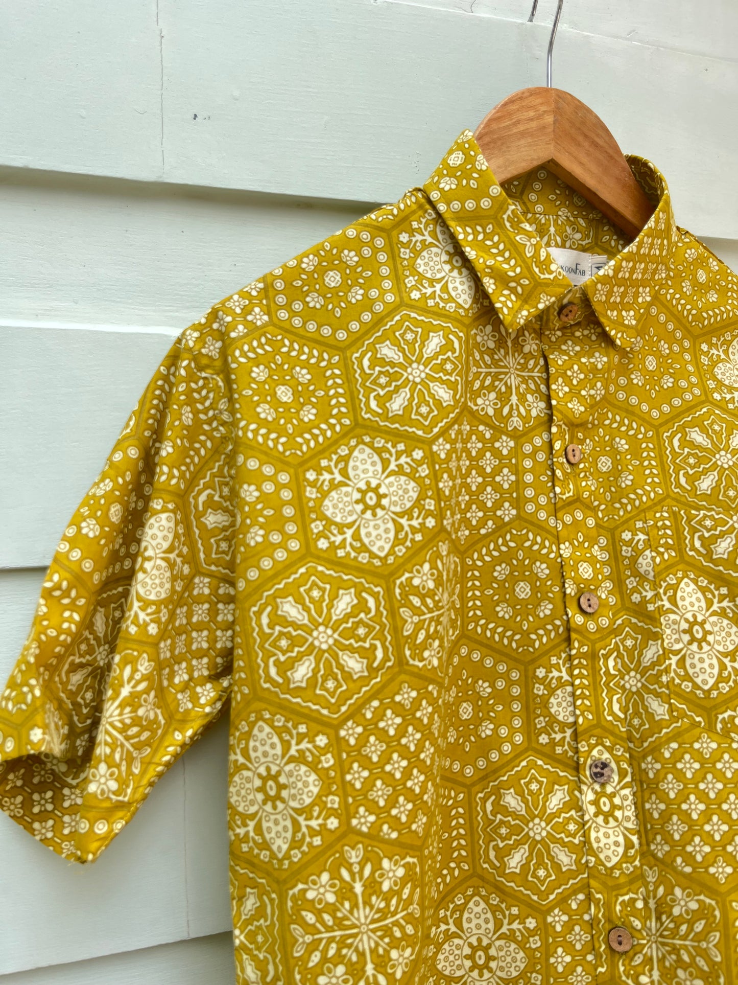 Mustard Floral Printed Cotton Shirt