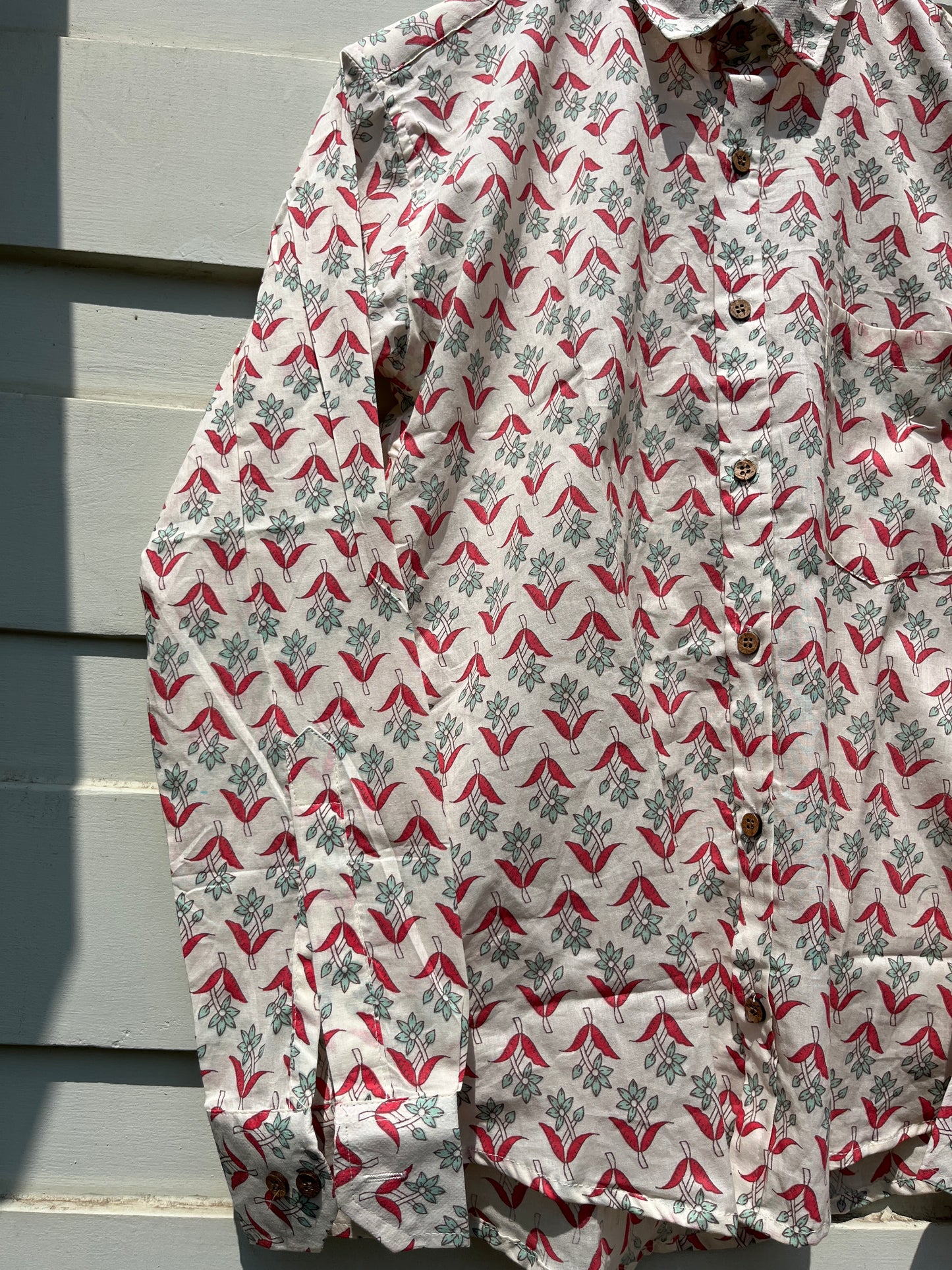 Tulip Red Sanganeri Printed Shirt