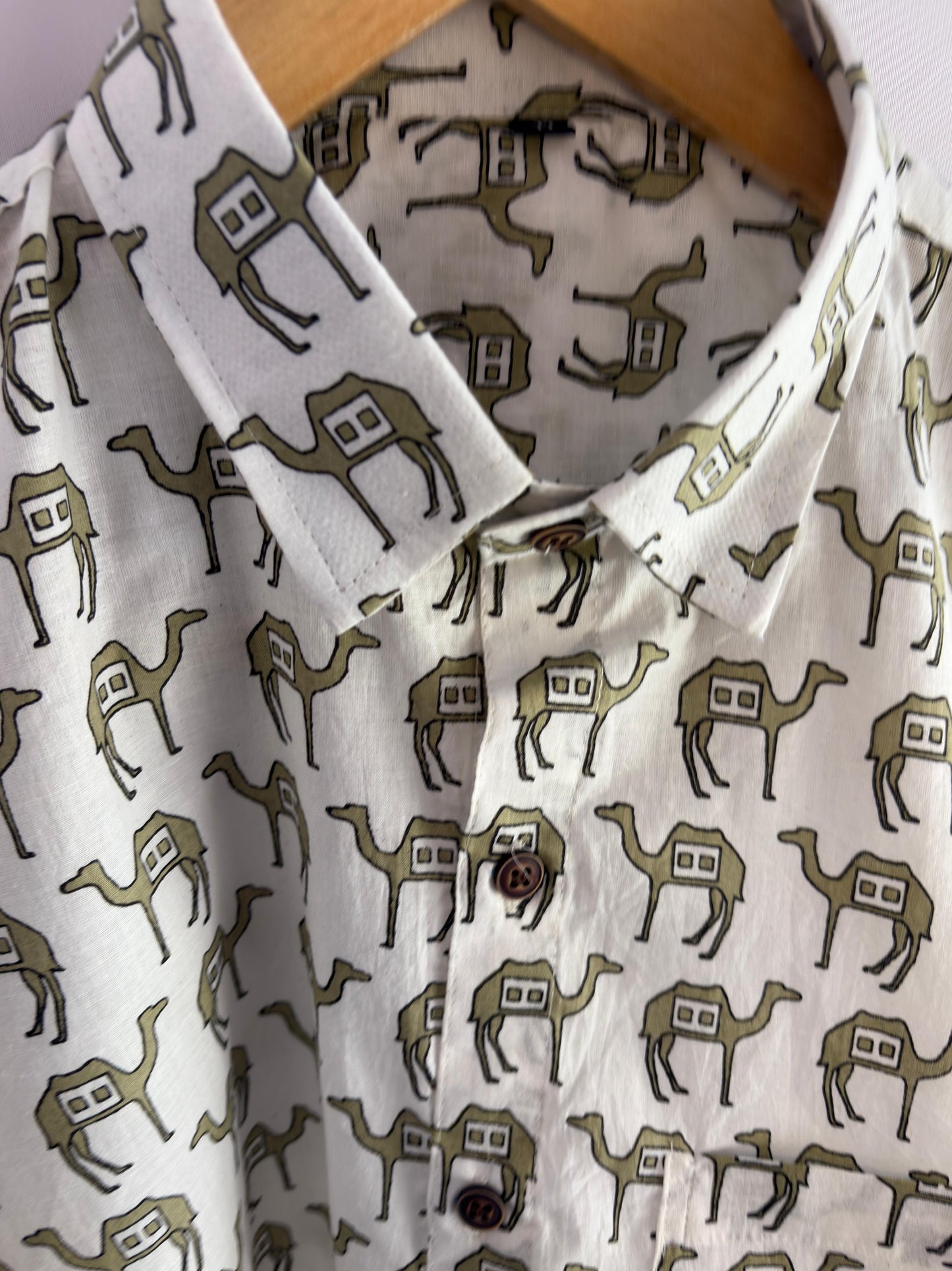 Camel Printed Cotton Shirt