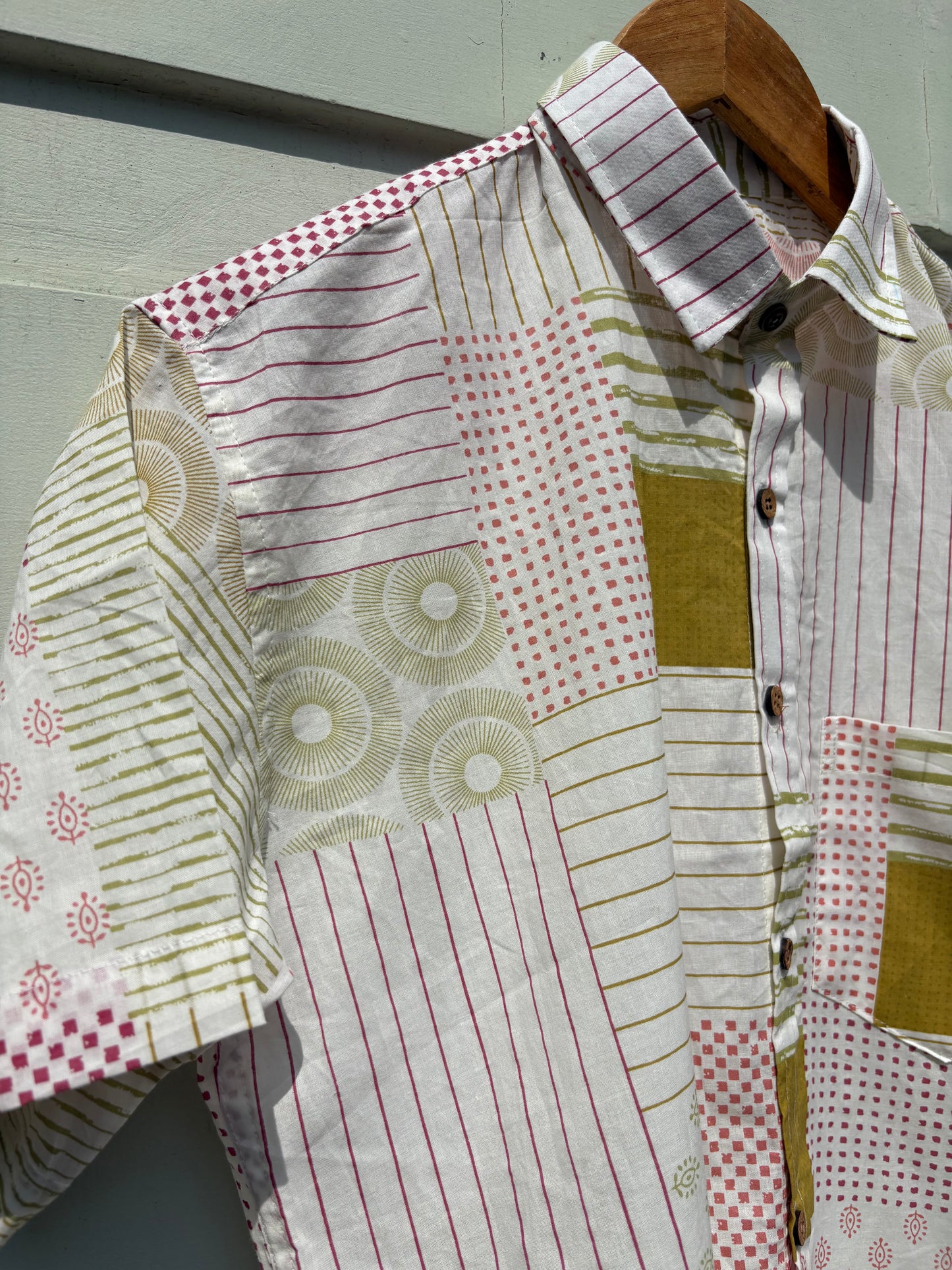 Cream Geometrical Sanganeri Print Shirt