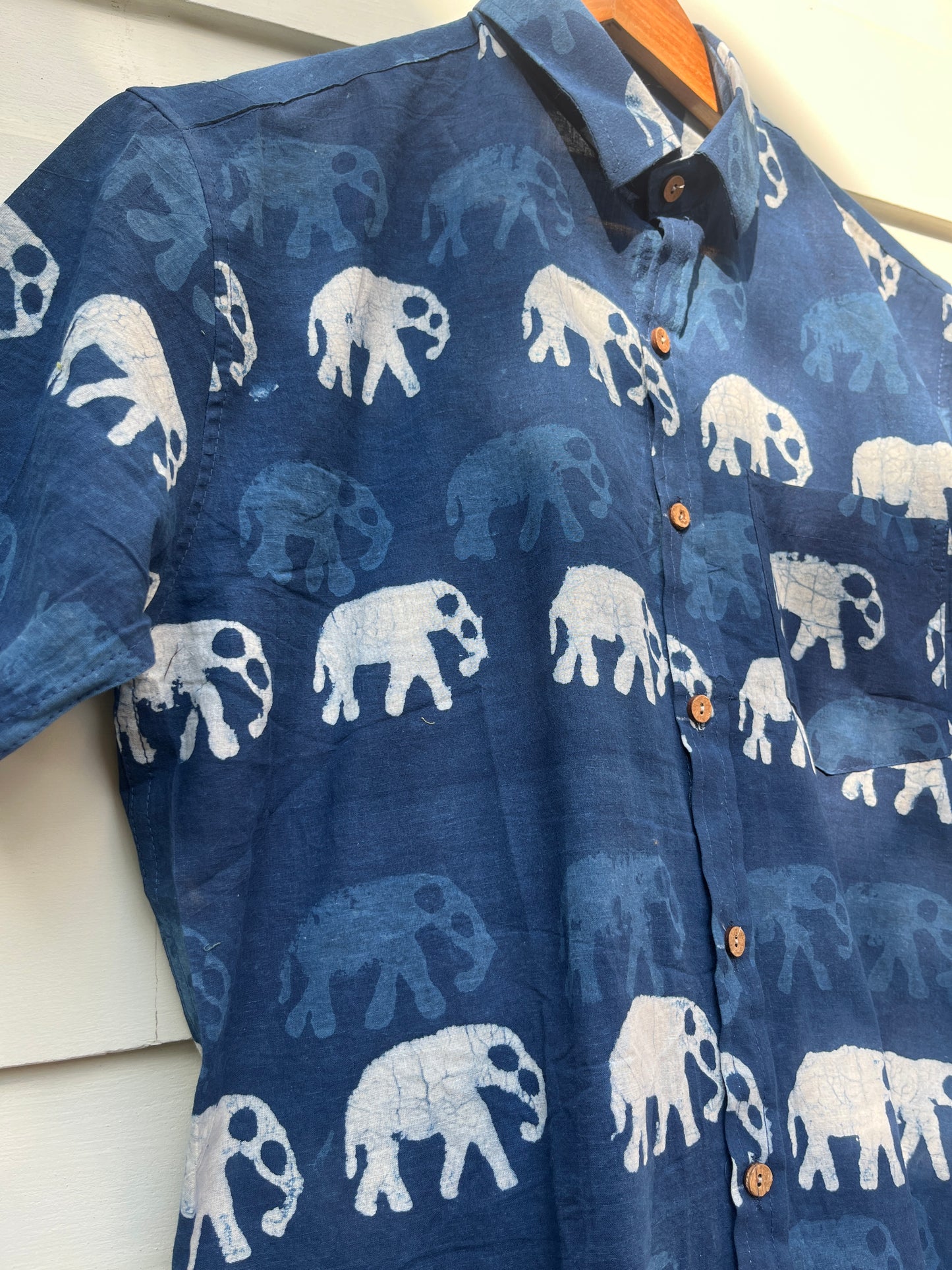 Indigo Elephant Hand Block Printed Shirt