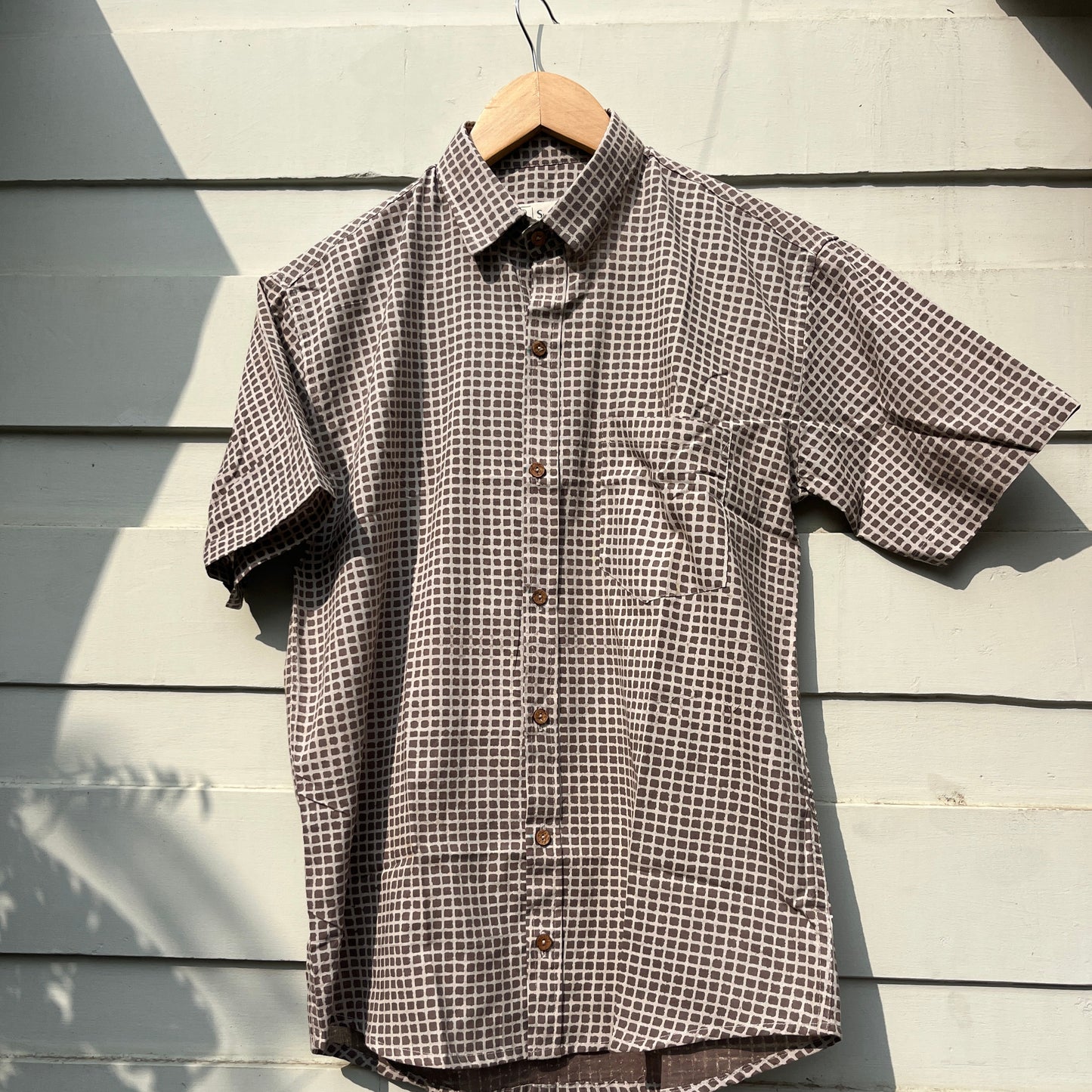Natural Grey Hand Block Printed Shirt