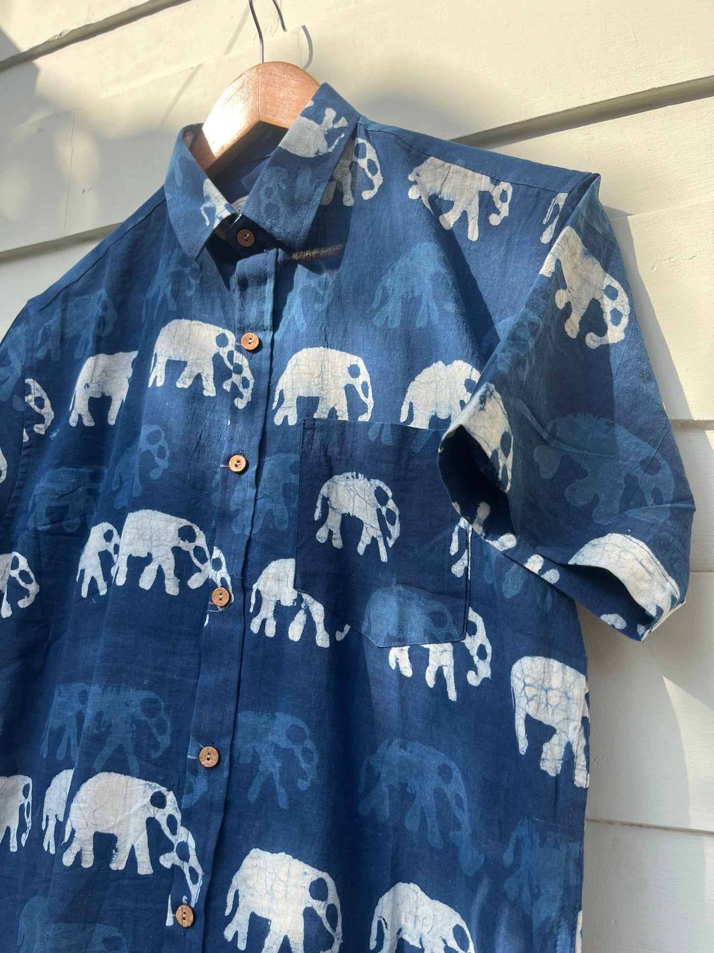 Indigo Elephant Hand Block Printed Shirt