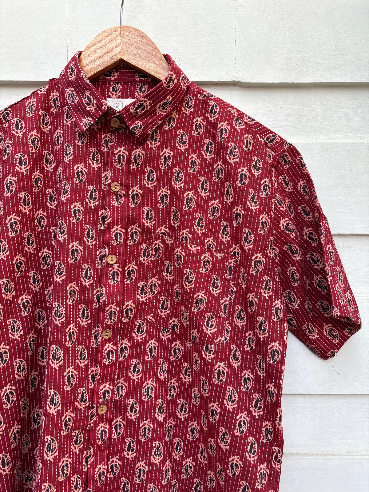Red Floral Katha Printed Shirt