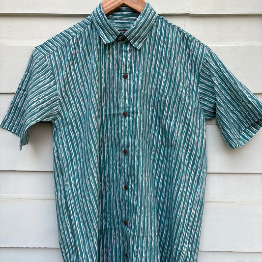 Blue Stripes Printed Cotton Shirt