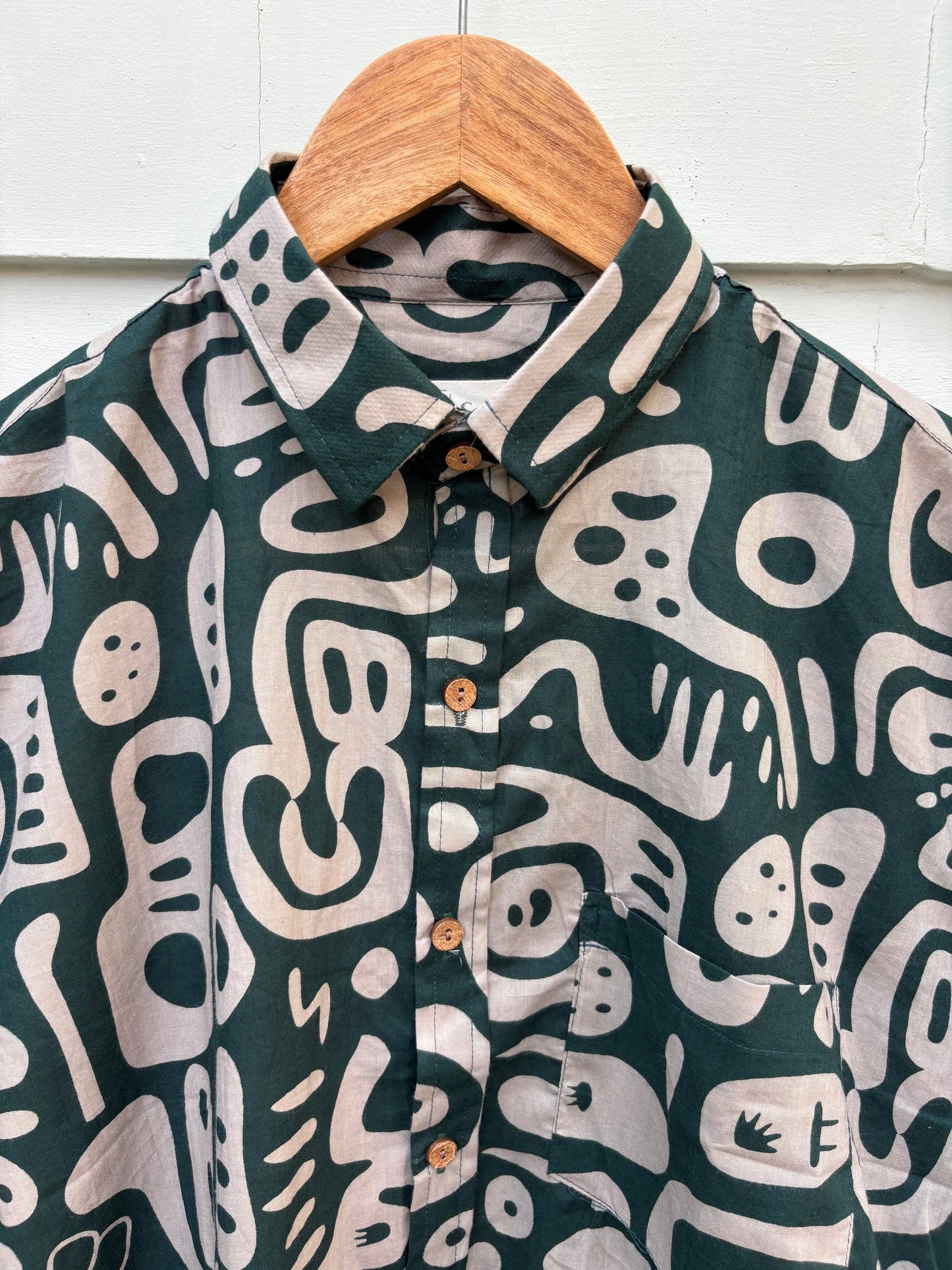 Abstract Green Printed Cotton Shirt