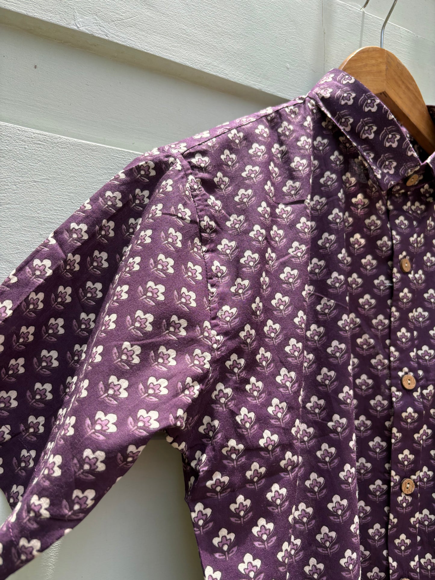 Deep Purple Botanical Cotton Shirt