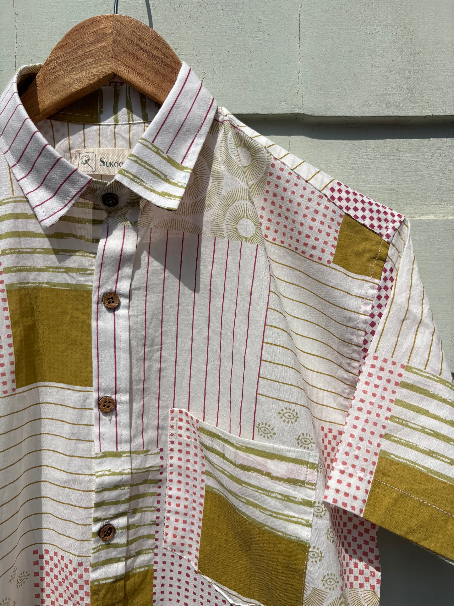 Cream Geometrical Sanganeri Print Shirt