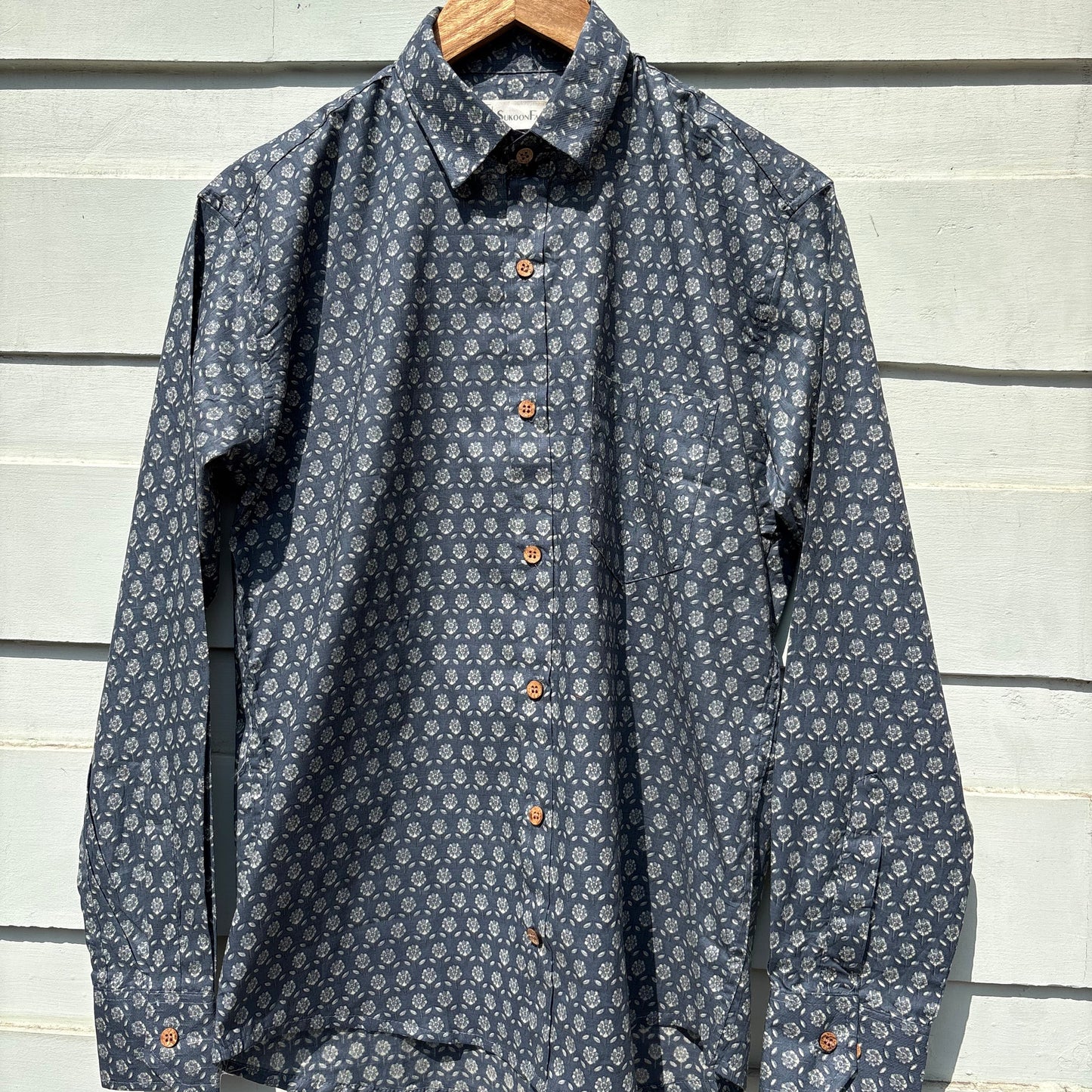 Dark Grey Floral Sanganeri Print Shirt