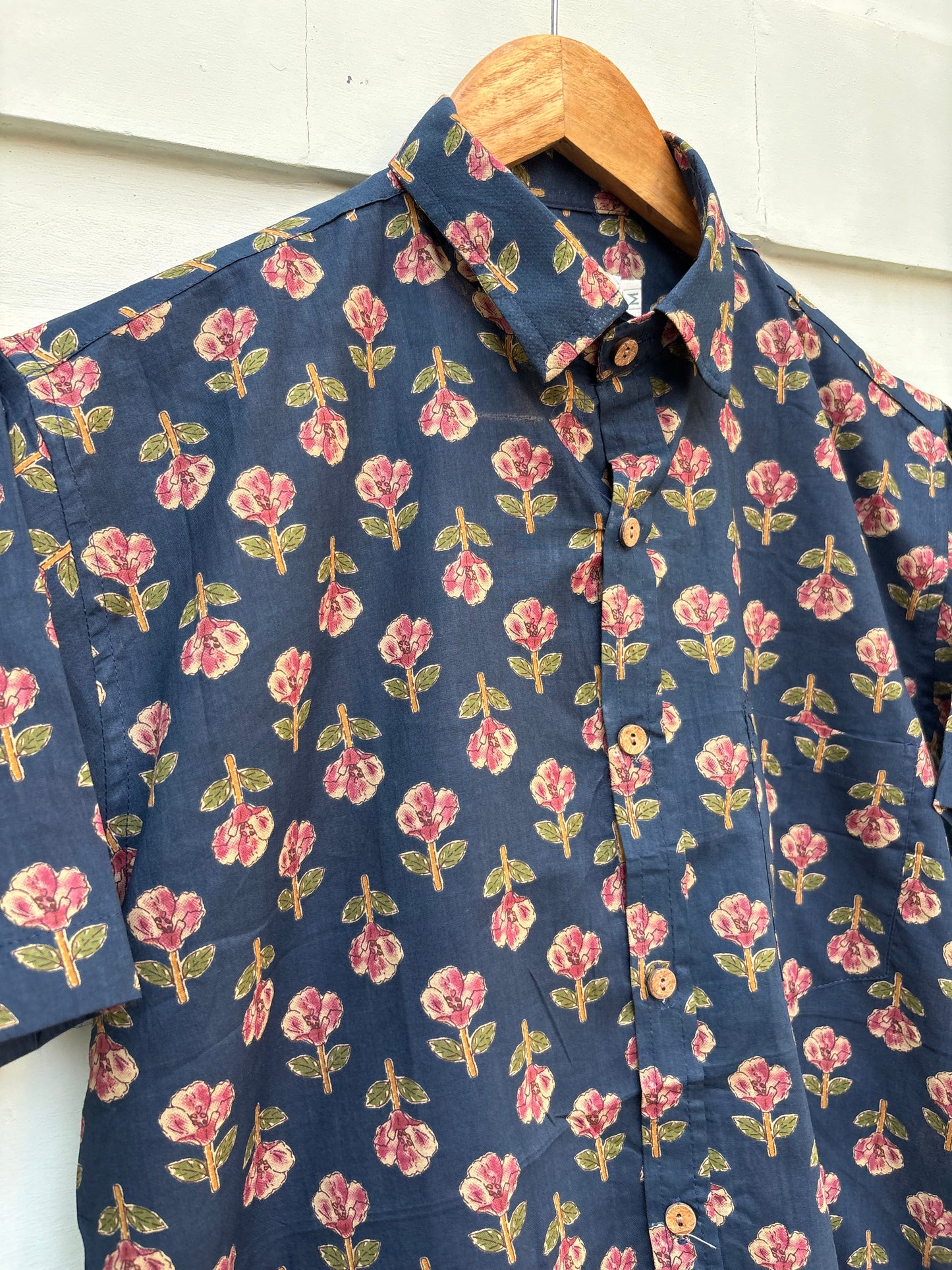 Midnight Bloom Floral Printed Cotton Shirt