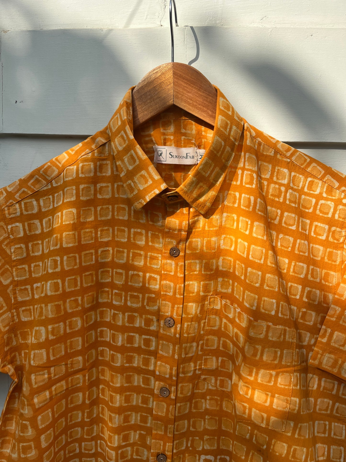 Oak Brown Dabu Hand Block Printed Shirt