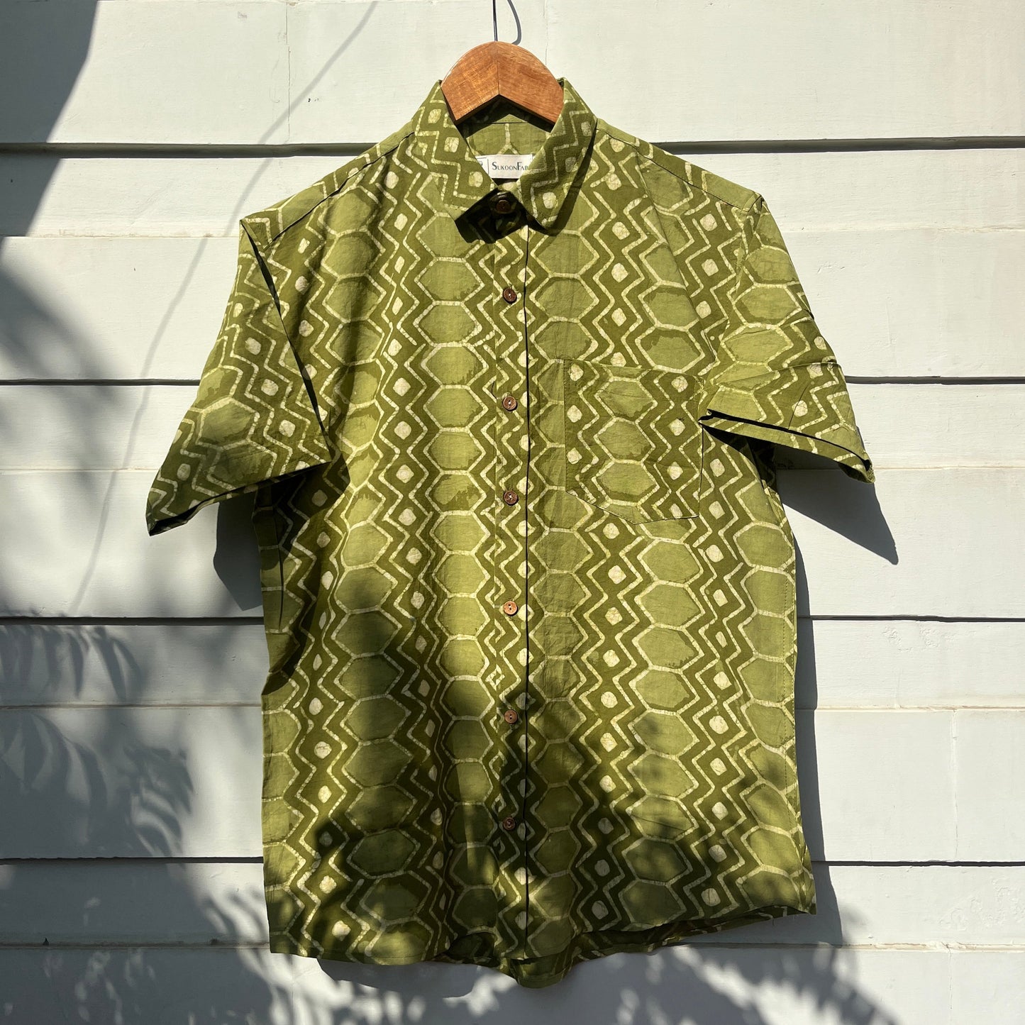 Green Dabu Hand Block Printed Shirt