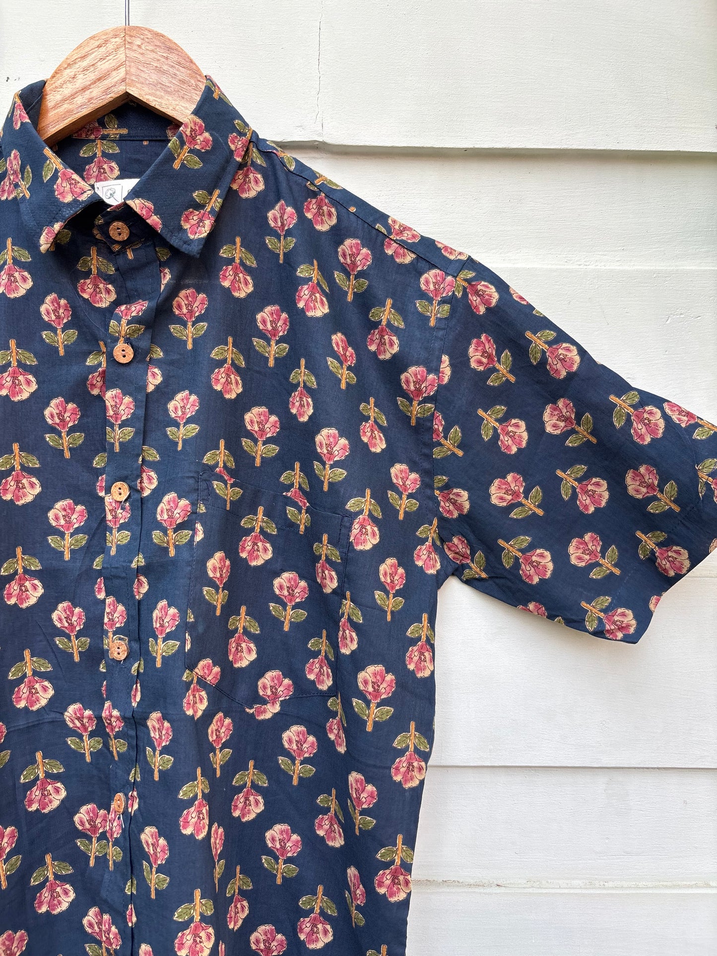 Midnight Bloom Floral Printed Cotton Shirt