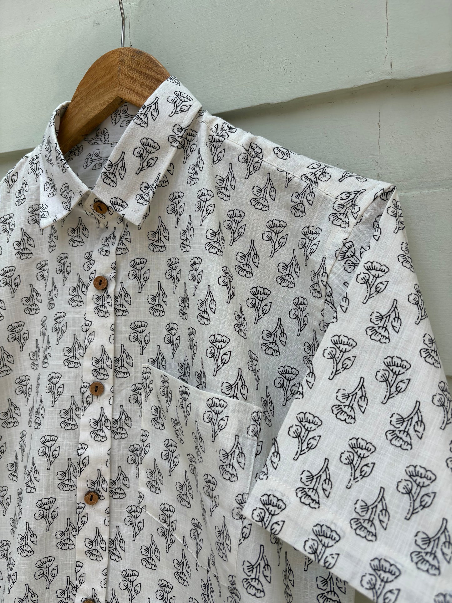 Black & White Butti Printed Cotton Shirt