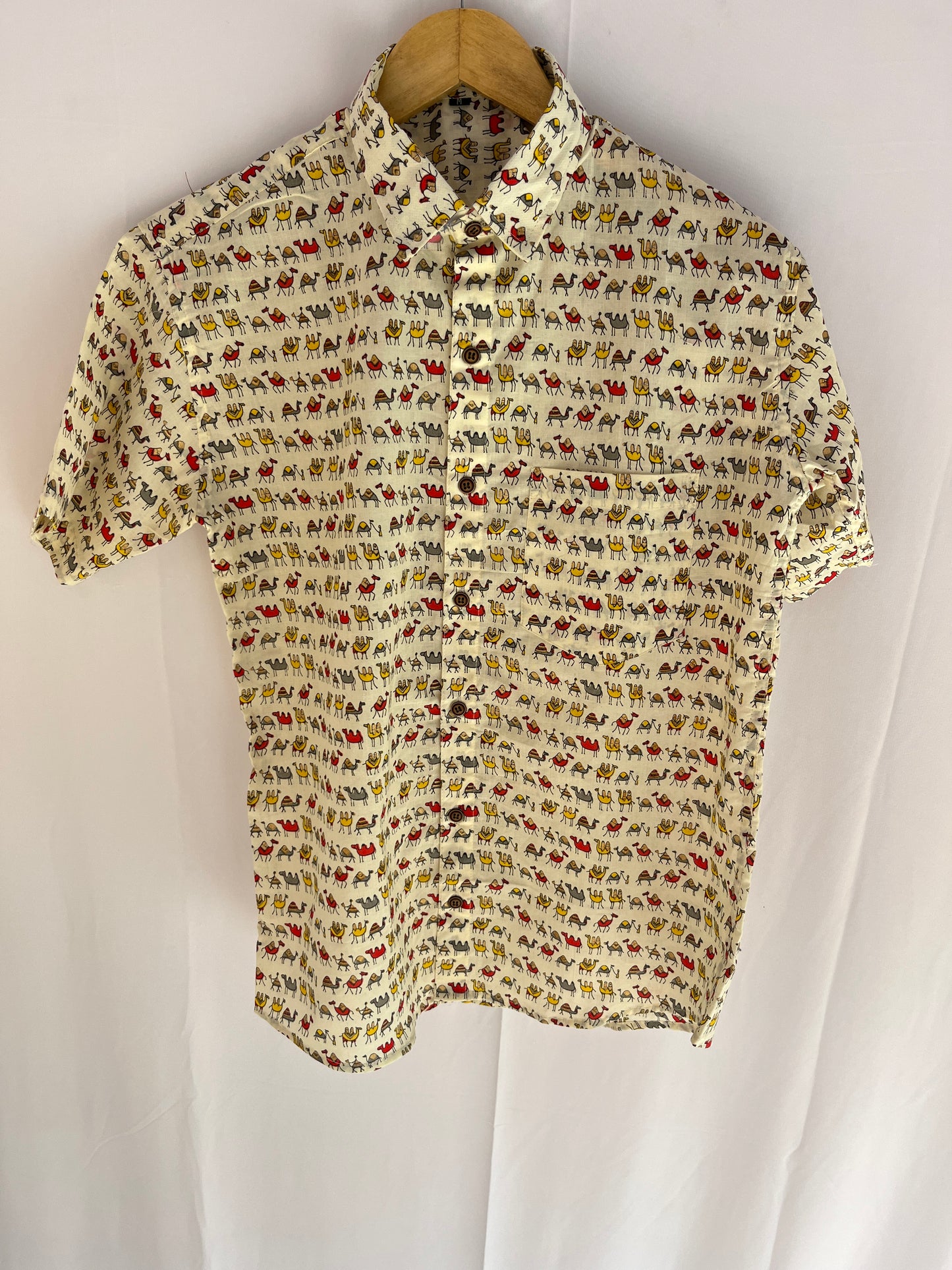 White Camel Printed Cotton Shirt