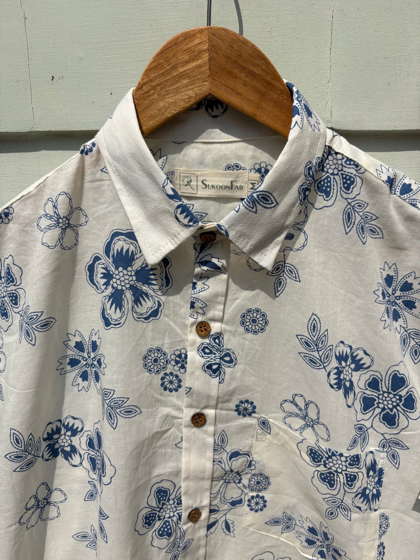 Blue & White Sanganeri Print Shirt