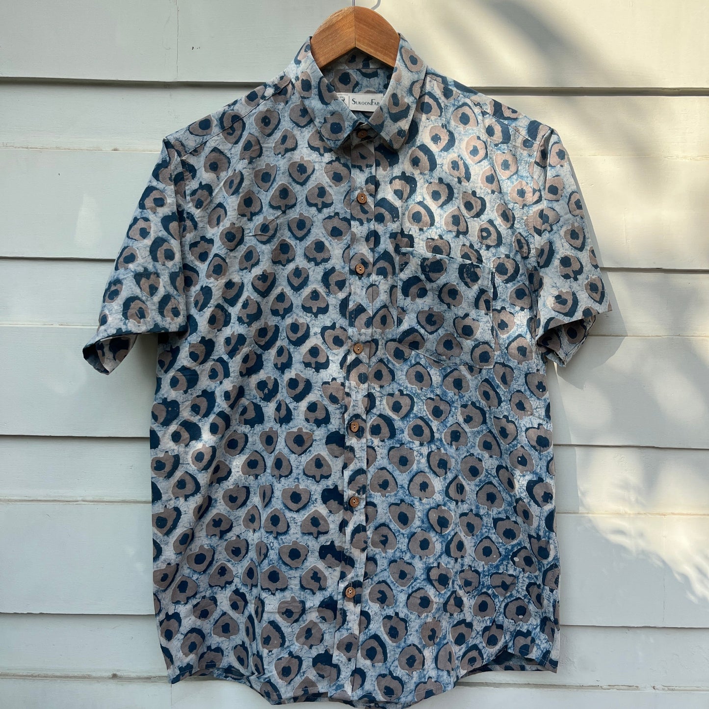 Natural Grey Dabu Hand Block Printed Shirt