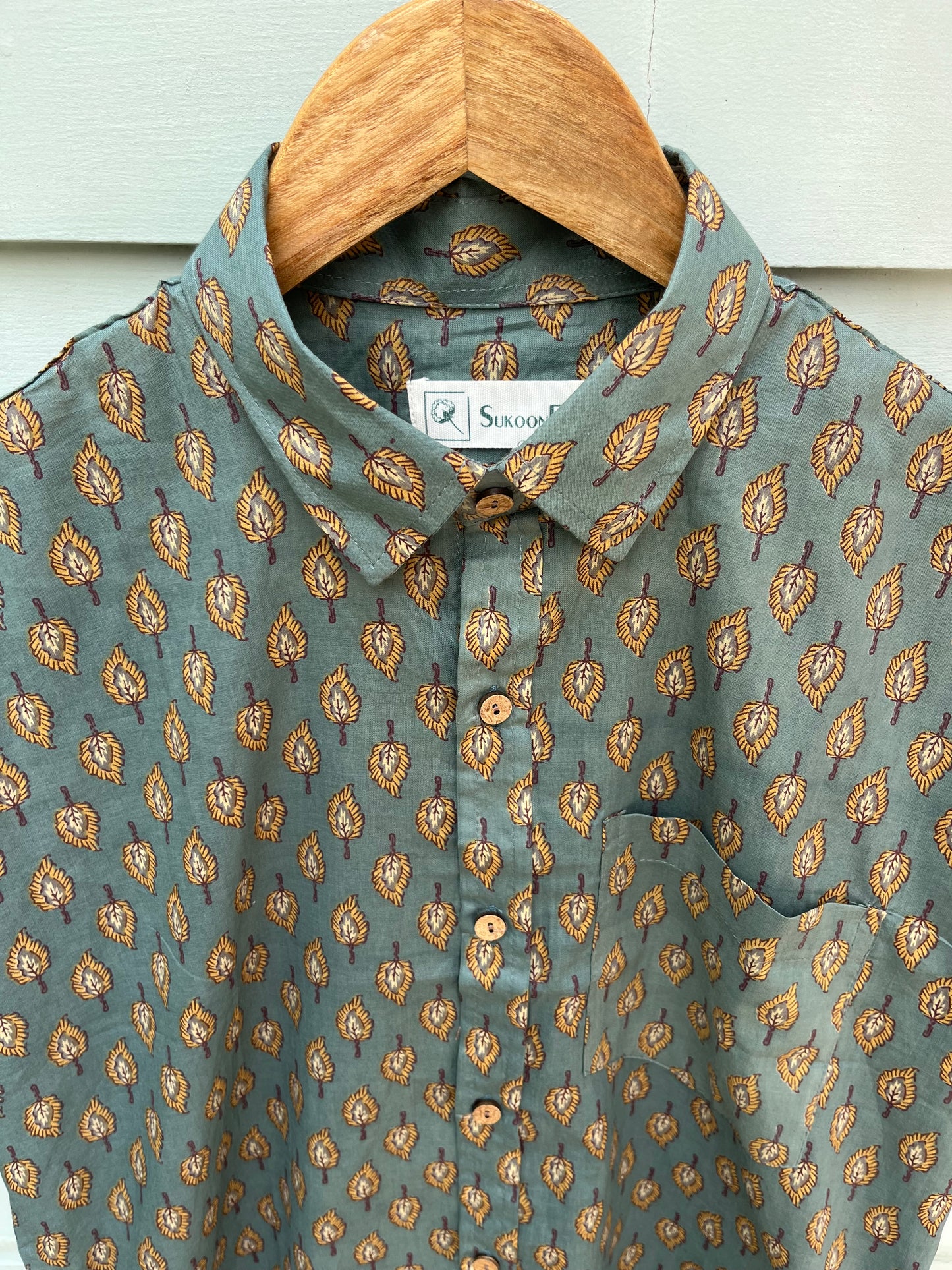 Green Floral Printed Cotton Shirt