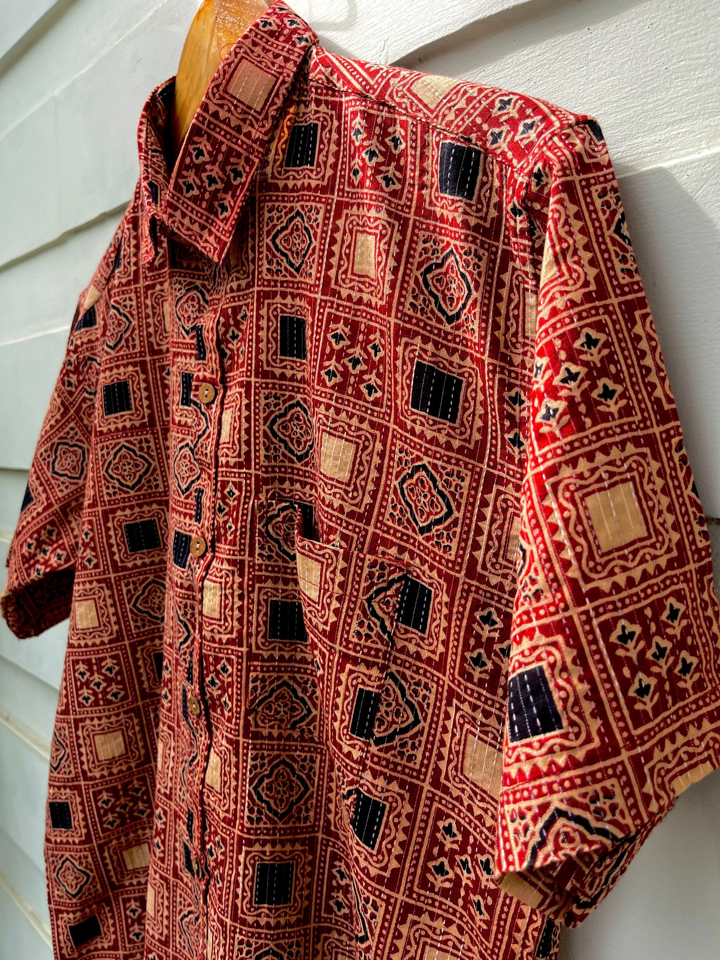 Firebrick Khatta Ajrak Printed Shirt