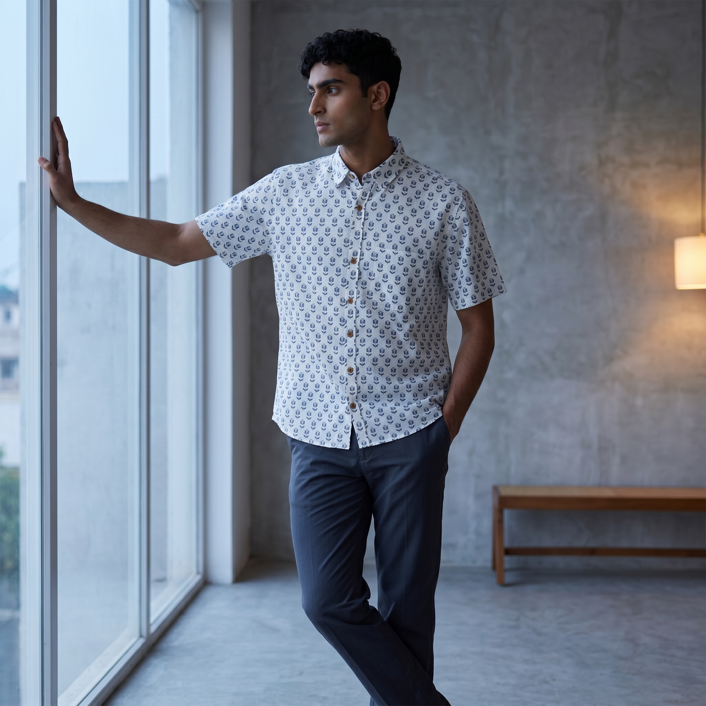 Botanical Print Cotton Shirt