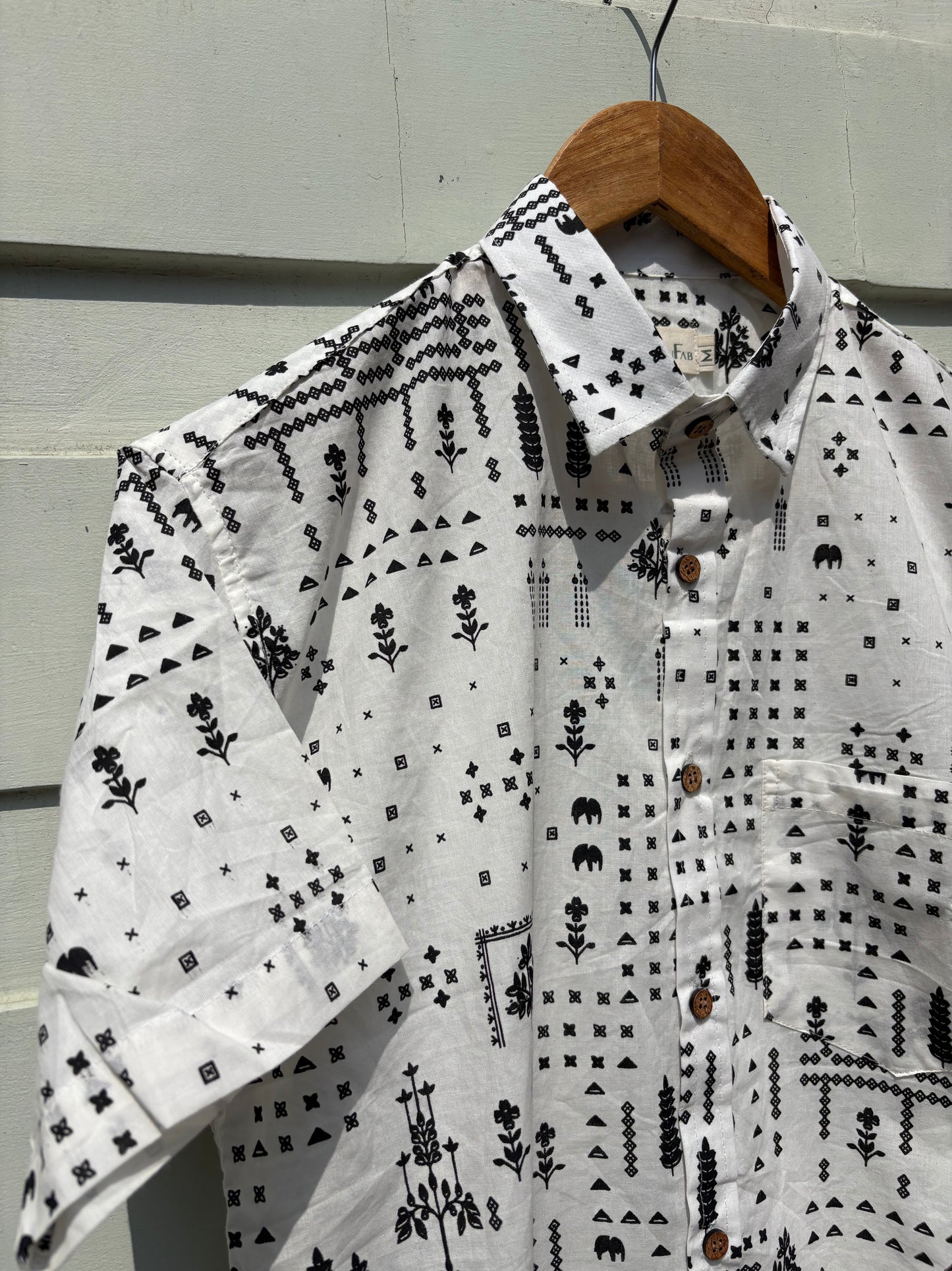Black & White Sanganeri Printed Shirt