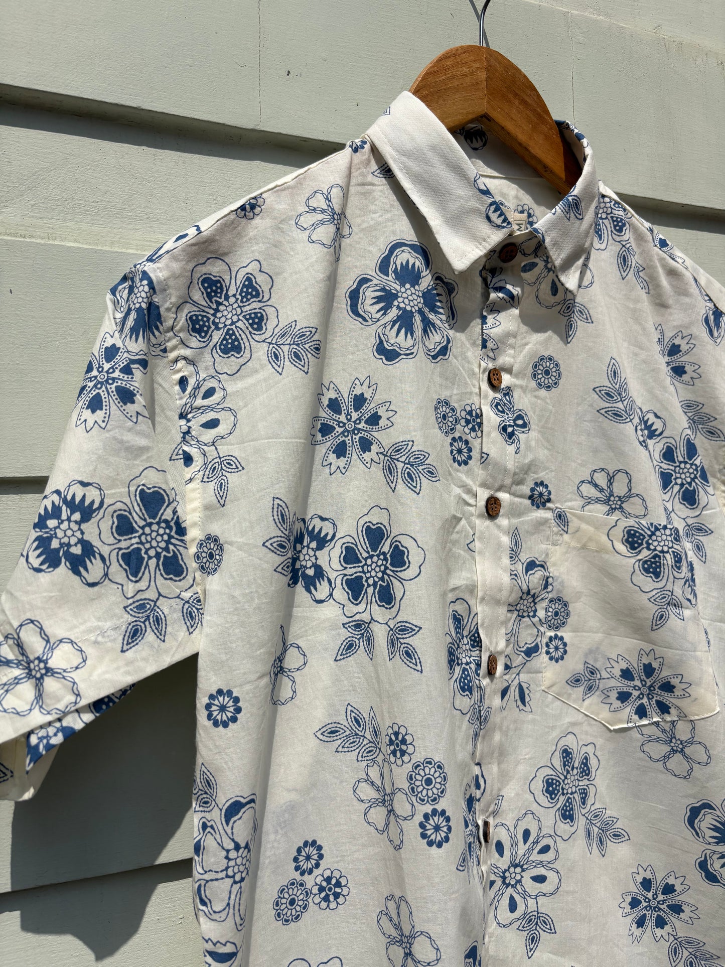 Blue & White Sanganeri Print Shirt