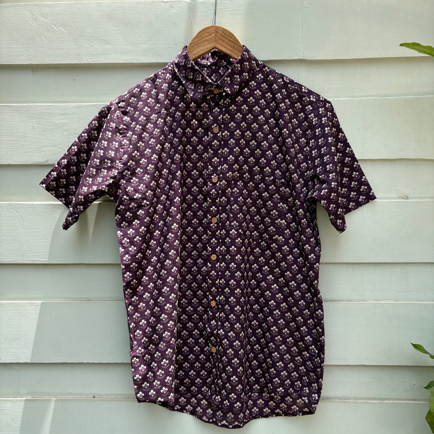 Deep Purple Botanical Cotton Shirt