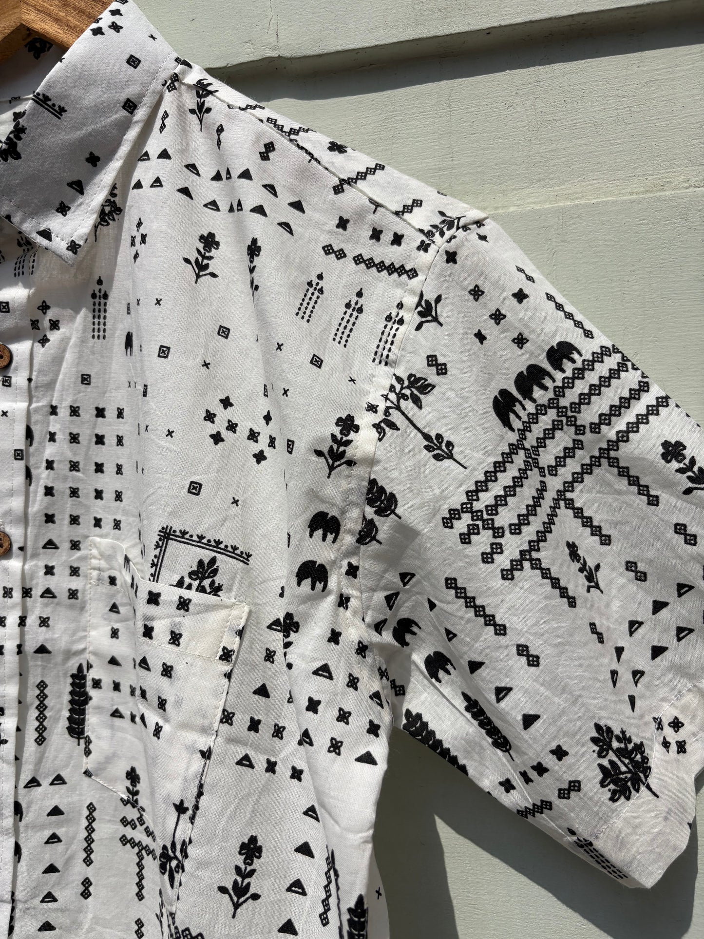 Black & White Sanganeri Printed Shirt