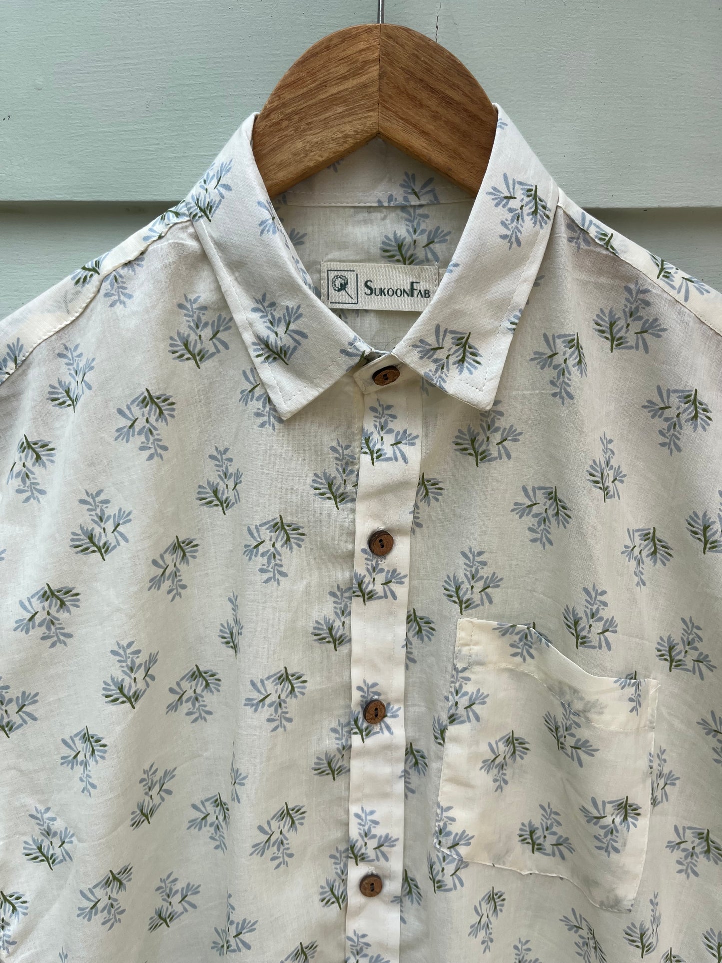Cloud White Printed Cotton Shirt
