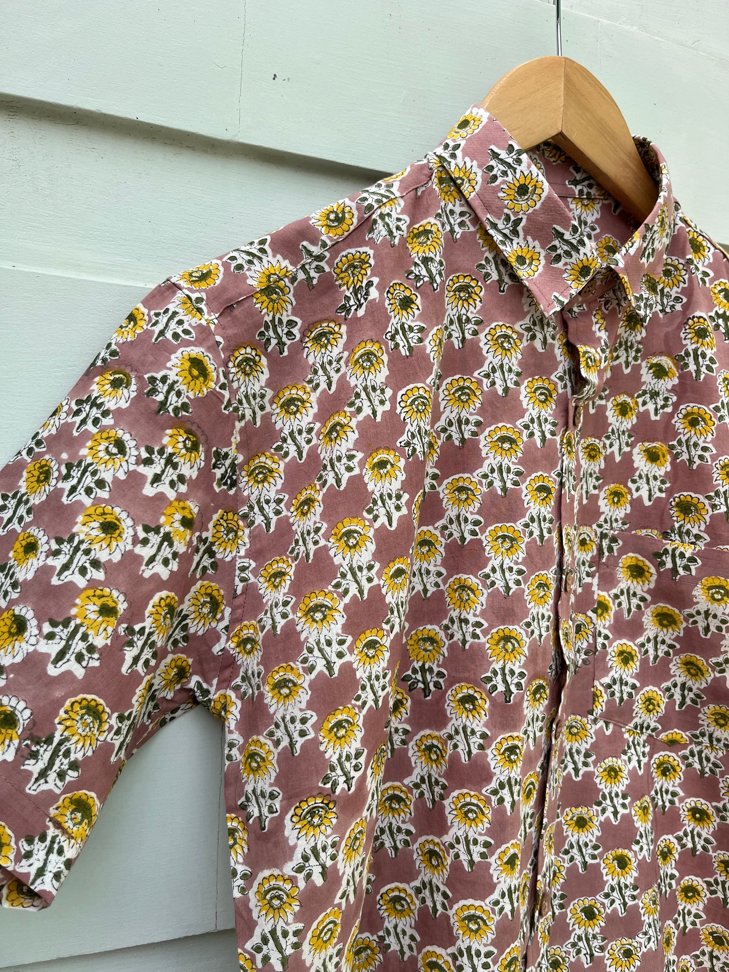 Lavender Floral Printed Cotton Shirt