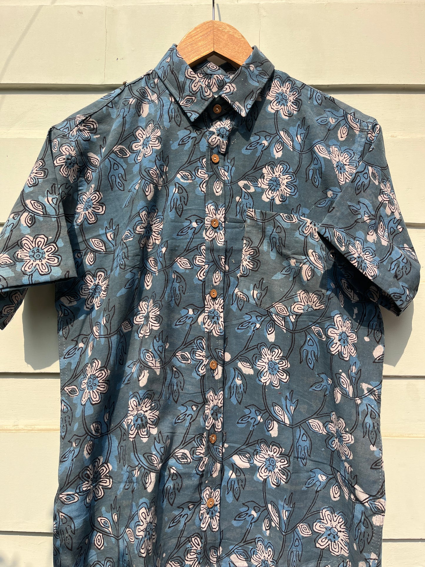 Mineral Green Hand Block Printed Shirt