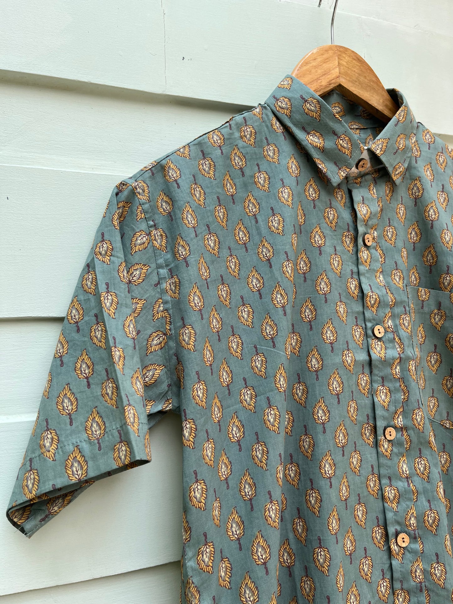 Green Floral Printed Cotton Shirt