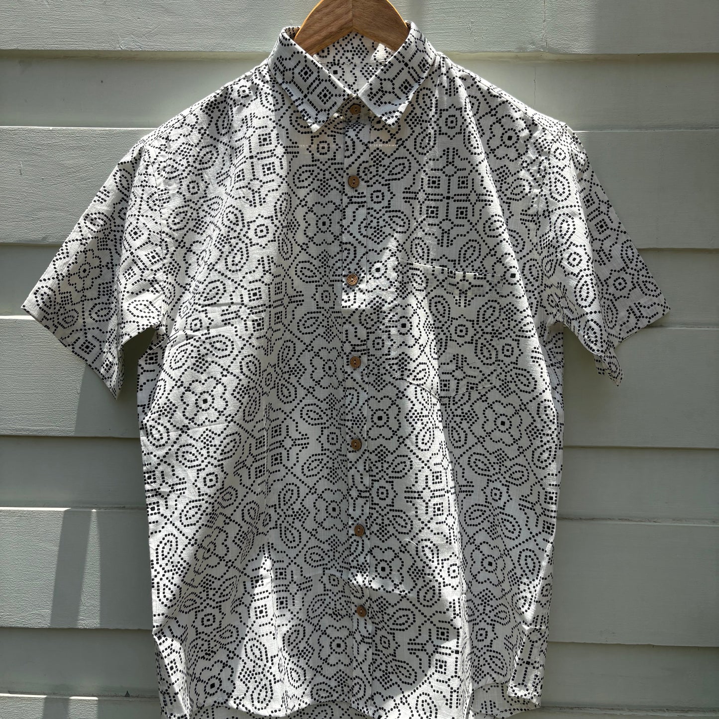 Monochrome Geometric Printed Cotton Shirt