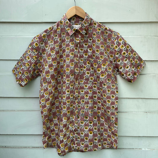 Lavender Floral Printed Cotton Shirt