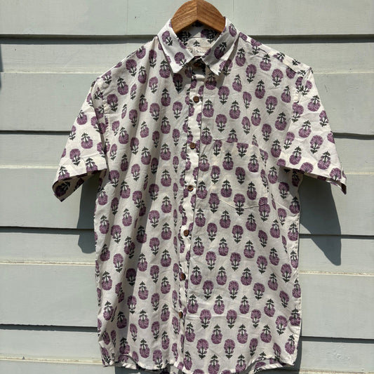 Wild Berry Floral Sanganeri Printed Shirt