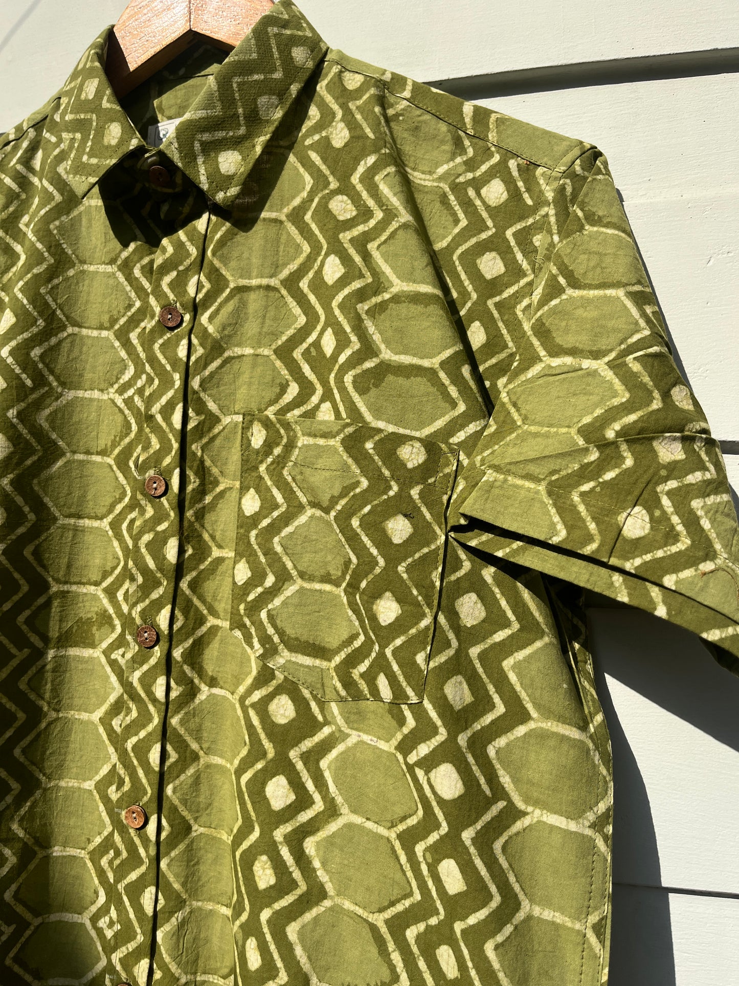 Green Dabu Hand Block Printed Shirt