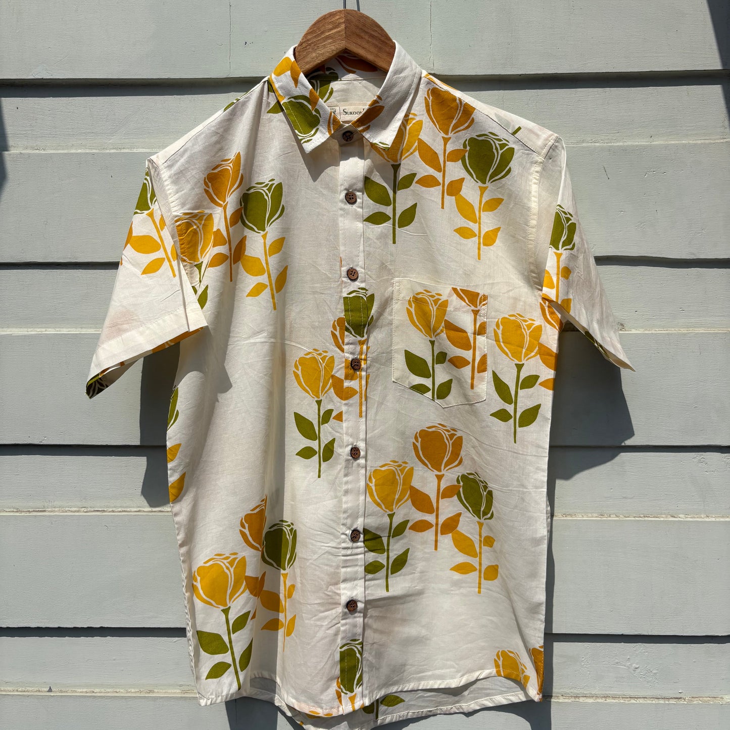 Green & Yellow Sanganeri Print Shirt